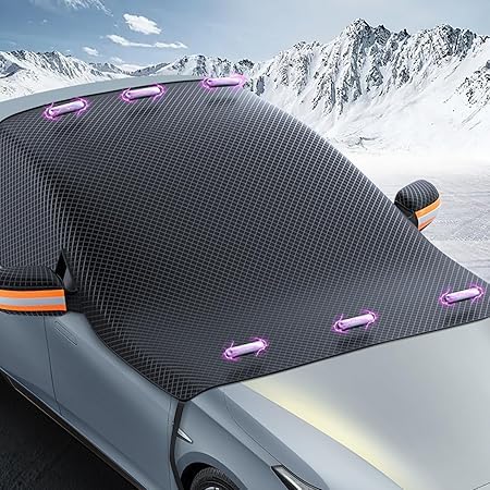 Frontscheibenabdeckung Auto, Abdeckung Windschutzscheibe Winter mit 6 Magnet Fixierung, Faltbare Abdeckung Auto Frontscheibe für Gegen, Schnee, EIS, Frost, Staub, Sonne Angebot bei HelloDeals
