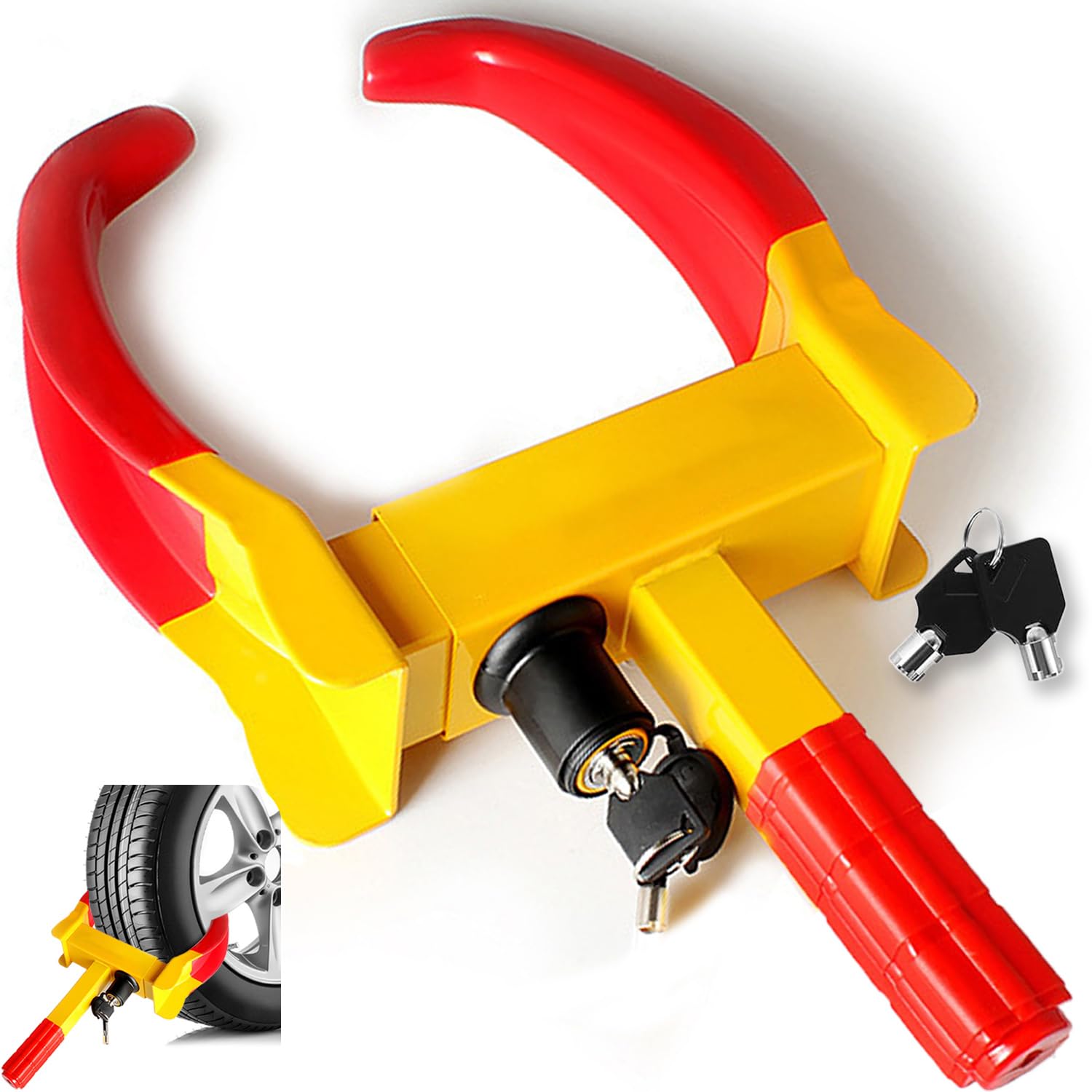 KEELYY Wegfahrsperre Radkralle Parkkralle Diebstahlsicherung mit 2 Schlüsseln, Felgenkralle Reifenkralle Wegfahrsperre Diebstahlsicherung für Anhänger Wohnwagen Autos, Wohnmobil Angebot bei HelloDeals