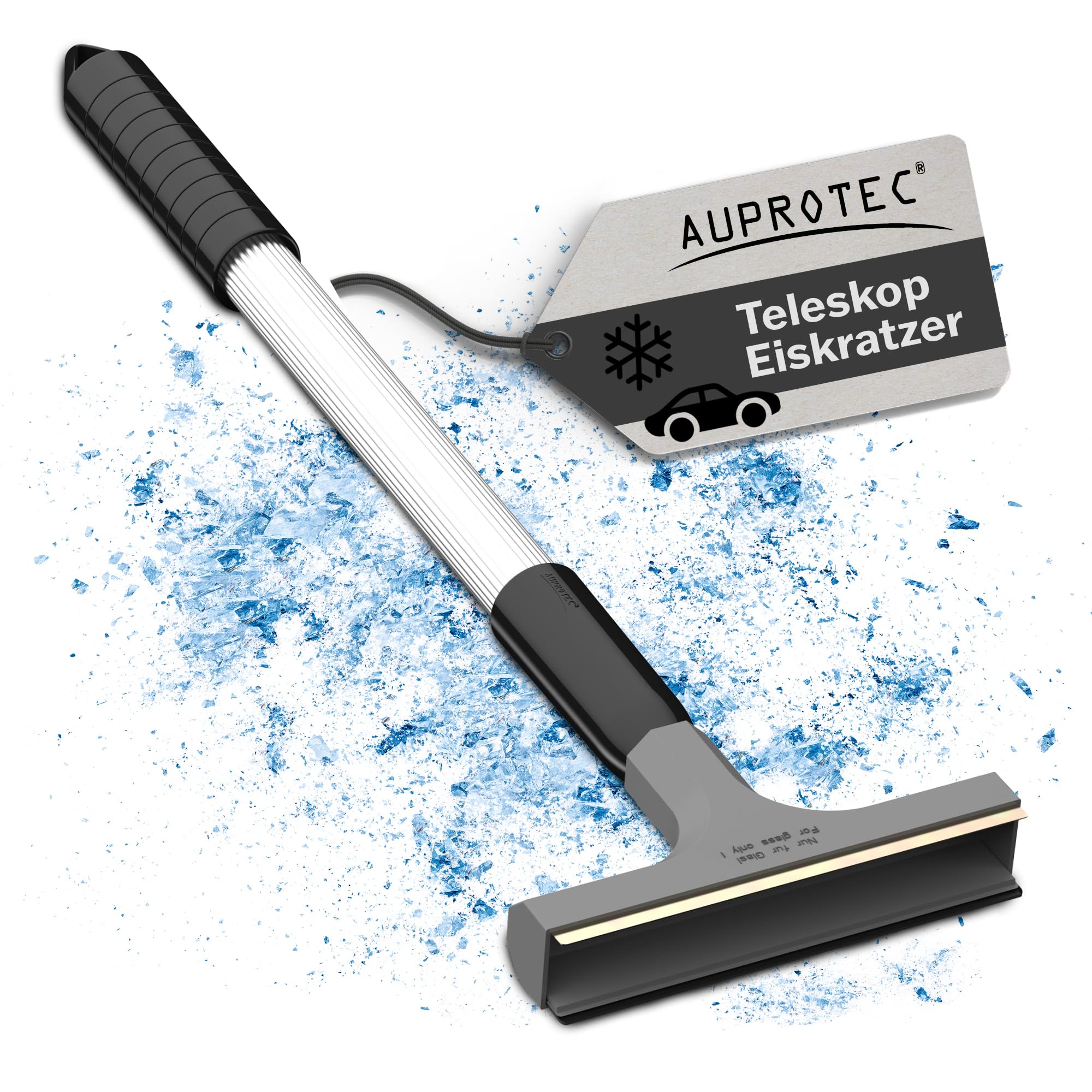 AUPROTEC Eiskratzer Messingklinge mit Alu Teleskopstange/Langer Eiskratzer mit Gummilippe/Eiskratzer Langer Stiel/Scheibenkratzer Auto/Schneekratzer Auto/Eisschaber Auto – Grau Angebot bei HelloDeals