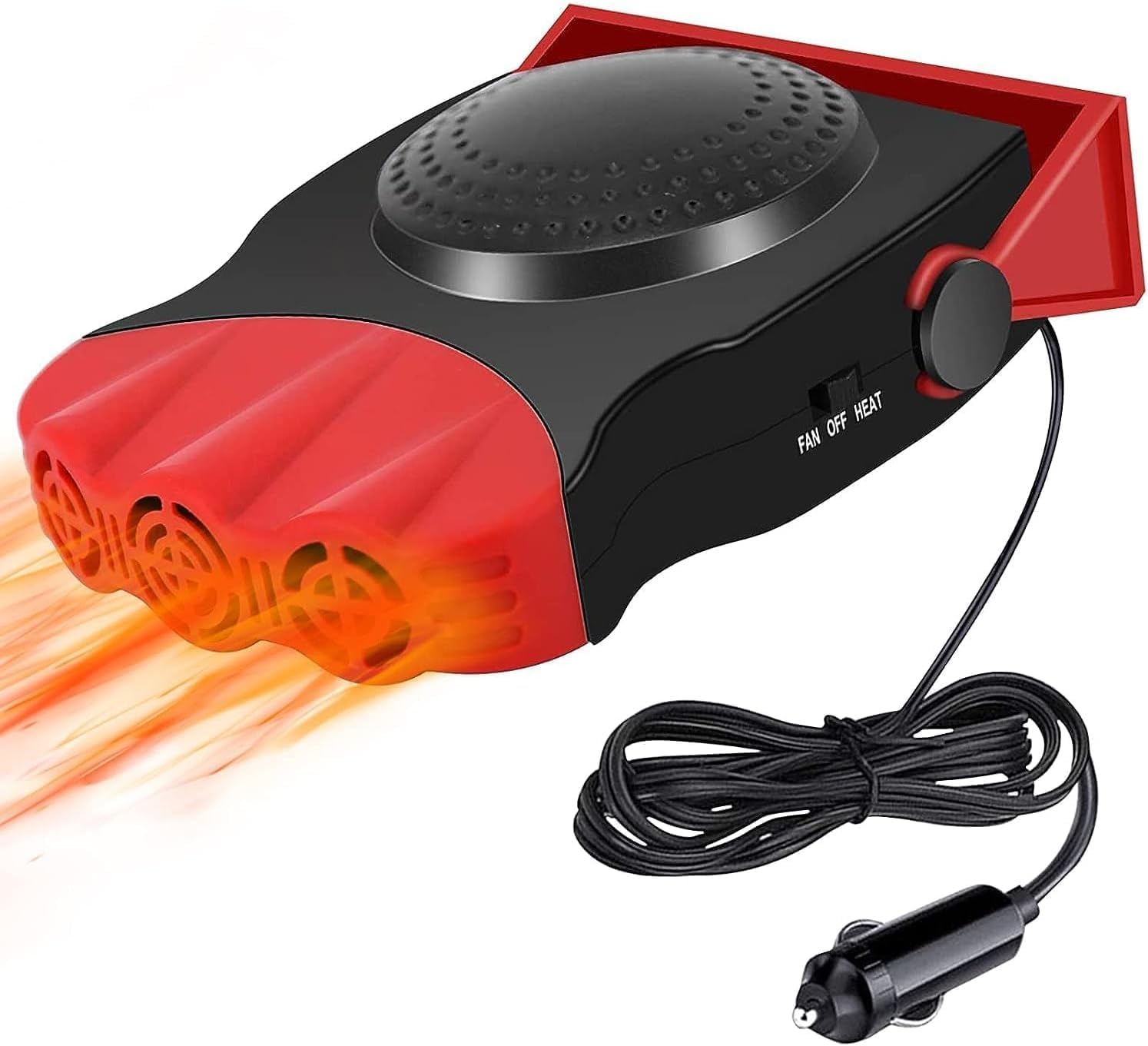 Leaflai Car Heater 12V Defroster & Defogger -150W Fan Plugs into Cigarette Lighter for Quick Windshield Defrosting and Interior Cooling Rot Angebot bei HelloDeals