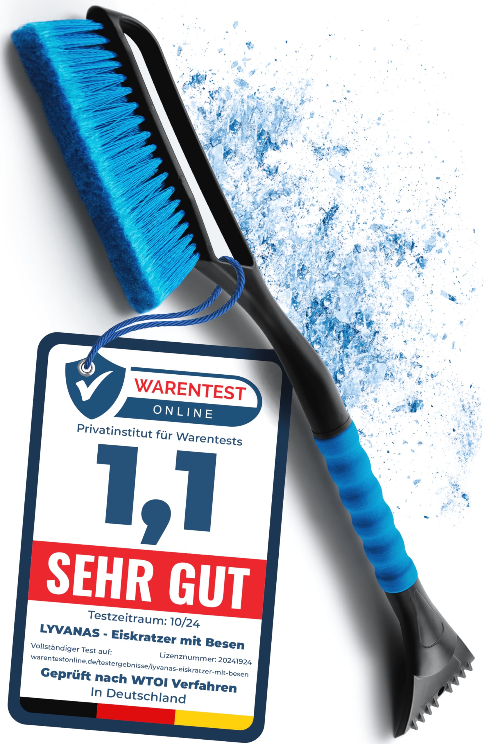 Lyvanas Eiskratzer Auto mit Besen TESTSIEGER 2025* - Ergonomischer Profi Schneebesen Auto schnell & stark - Langlebiger & schonender Scheibenkratzer Auto lang & vielseitig - stabiler Schnee Auto Besen Blau – Version 4.0 Angebot bei HelloDeals