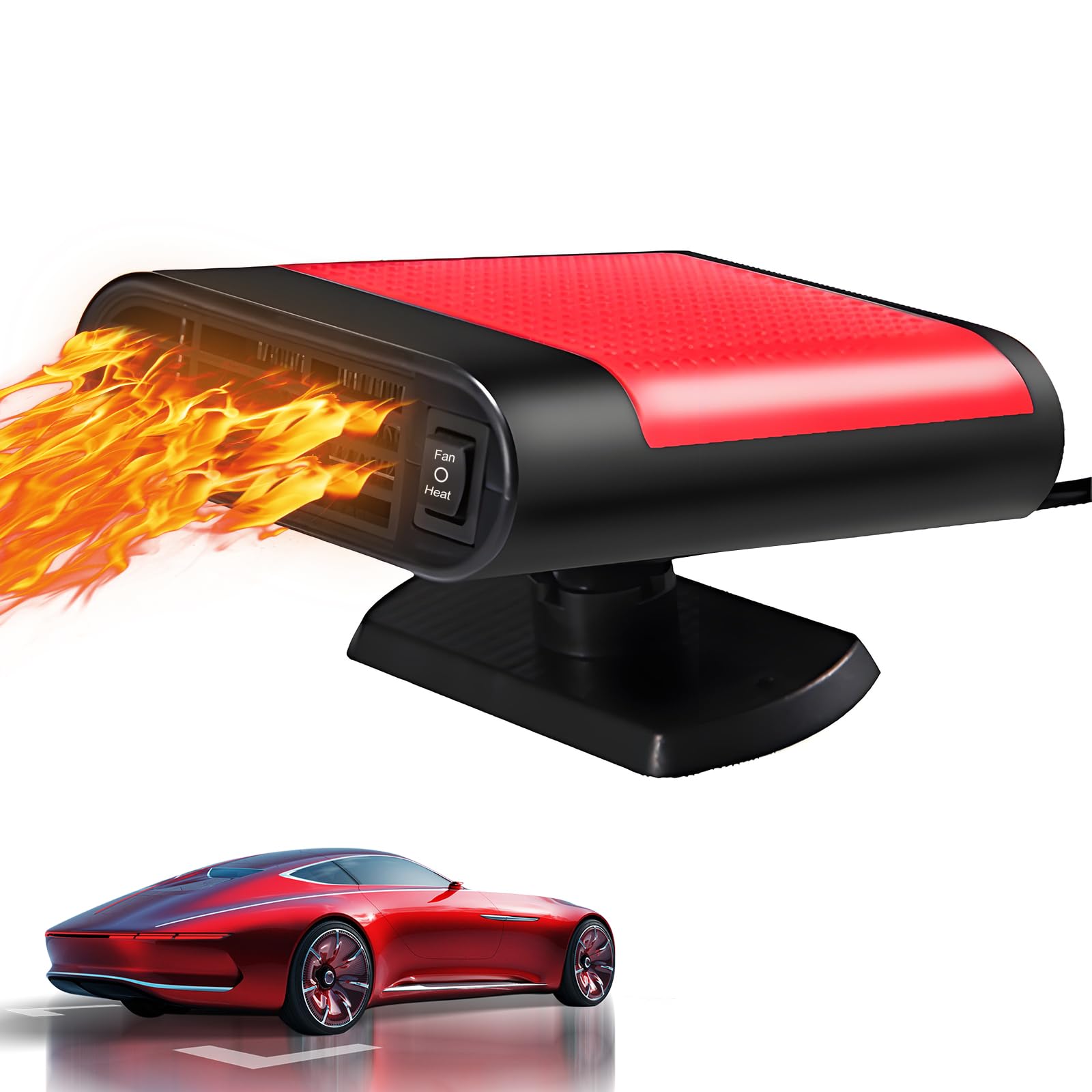 autozen Autoheizung, 2 in 1 Car Heater 12V 200W Auto Heizlüfter Auto Heizung Entfroster 360° Drehbar für Auto Windschutzscheibe Schnelle Heizung, schwarz+rot D-Rot 200W Angebot bei HelloDeals