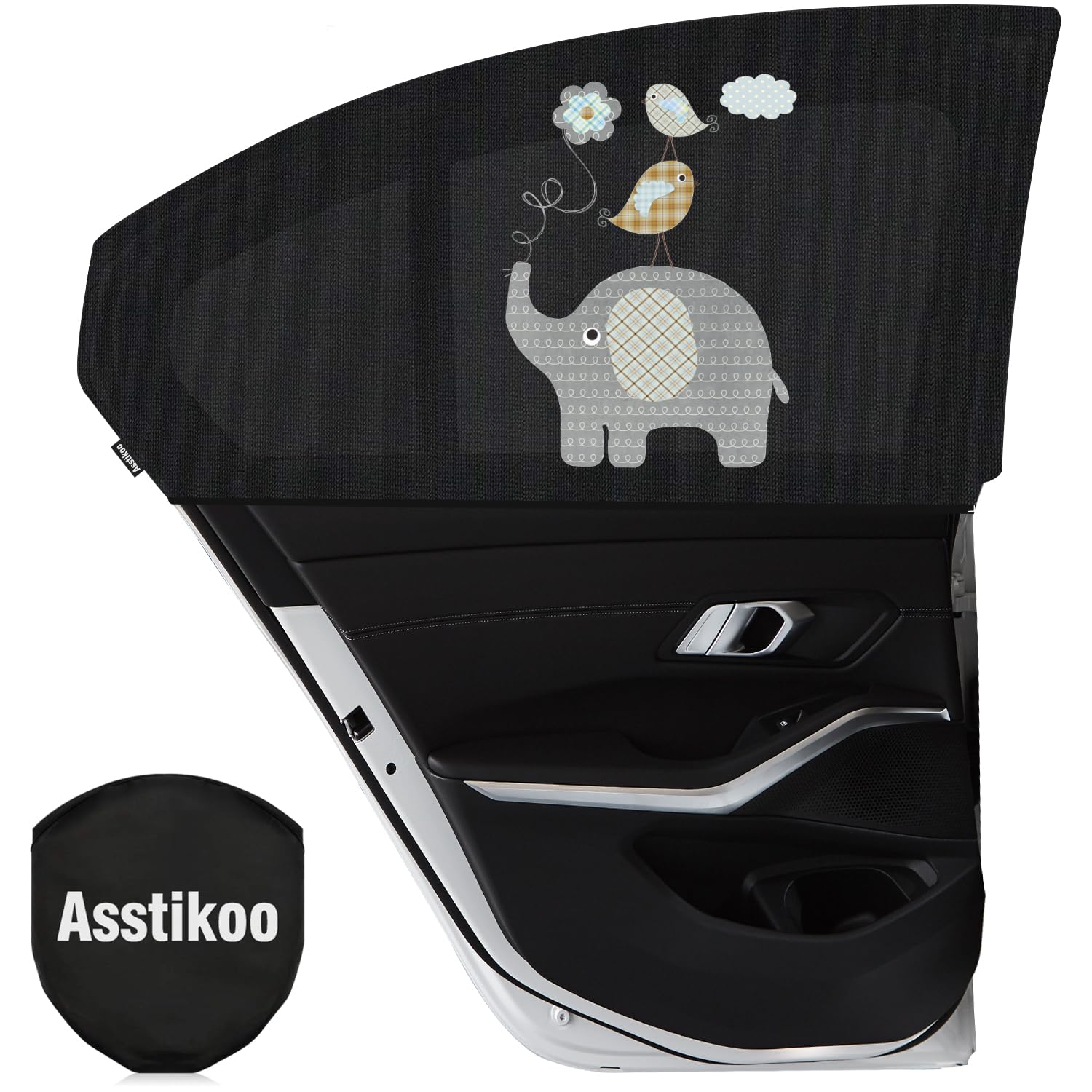 Asstikoo Auto Sonnenschutz Baby, Universal Sonnenschutz Auto Dehnbar, Auto Sonnenblende Kinder mit UV-Schutz Seitenfenster Meshmaterial Schützt Mitfahrer Haustiere im Rücksitz, 2 Stück (L-55 * 100cm) Schwarz Angebot bei HelloDeals
