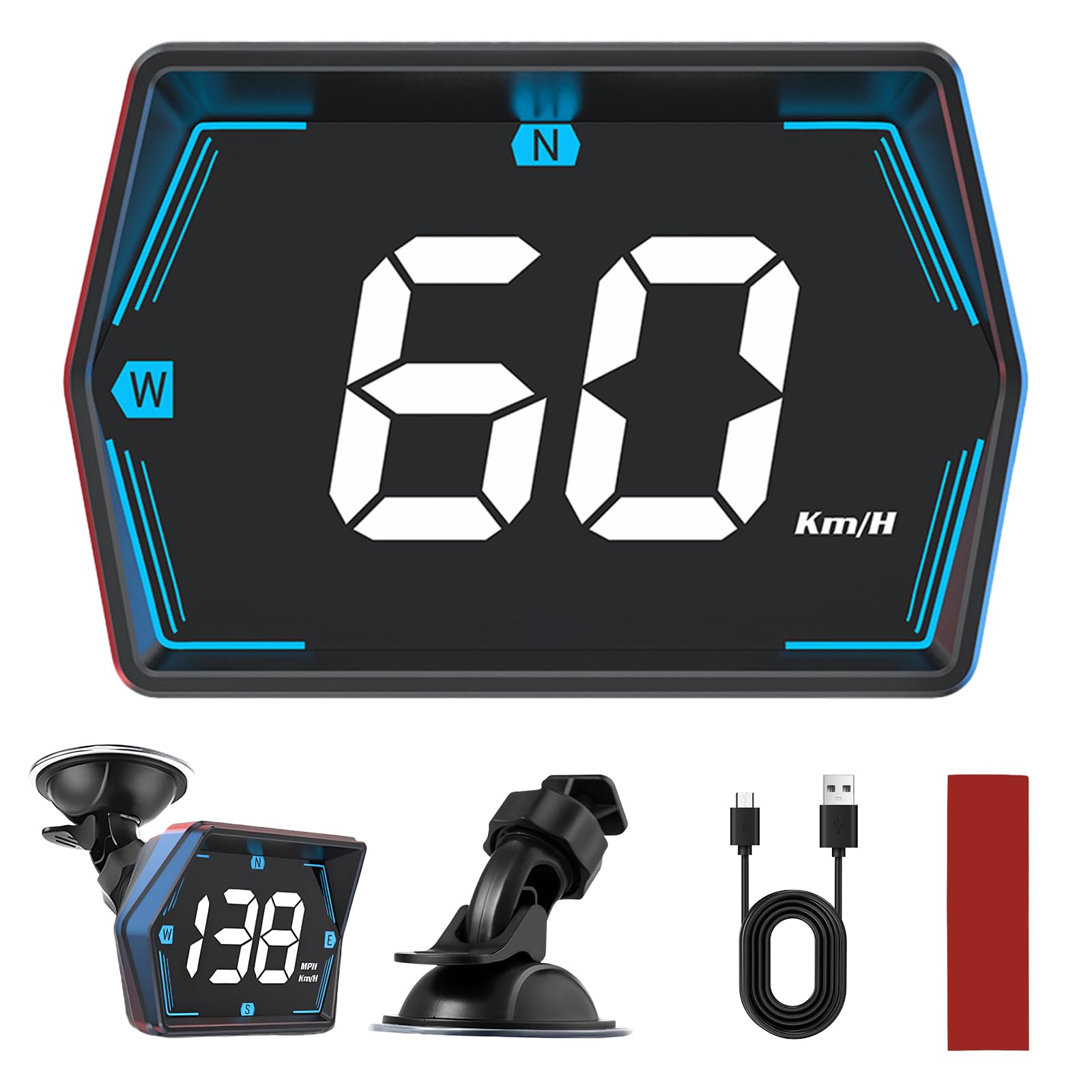 Head Up Display Auto HUD, Digitaler Auto Tachometer Anzeige MPH/KMH, Geschwindigkeitsmesser Universal HD Digital Speedometer mit GPS + Beidou Dual-Chip für Alle Autos, USB Plug and Play Angebot bei HelloDeals