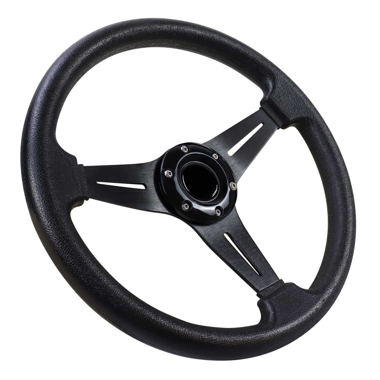 Acclcors Universal Rennlenkrad, Drifting-Lenkrad,Gaming Lenkrad 13.6" 6 Bolzen Griff Vinyl Leder mit Horn Taste für Rennen/Rallye/Motorsport/Auto Sim Fahren (Schwarz) Angebot bei HelloDeals