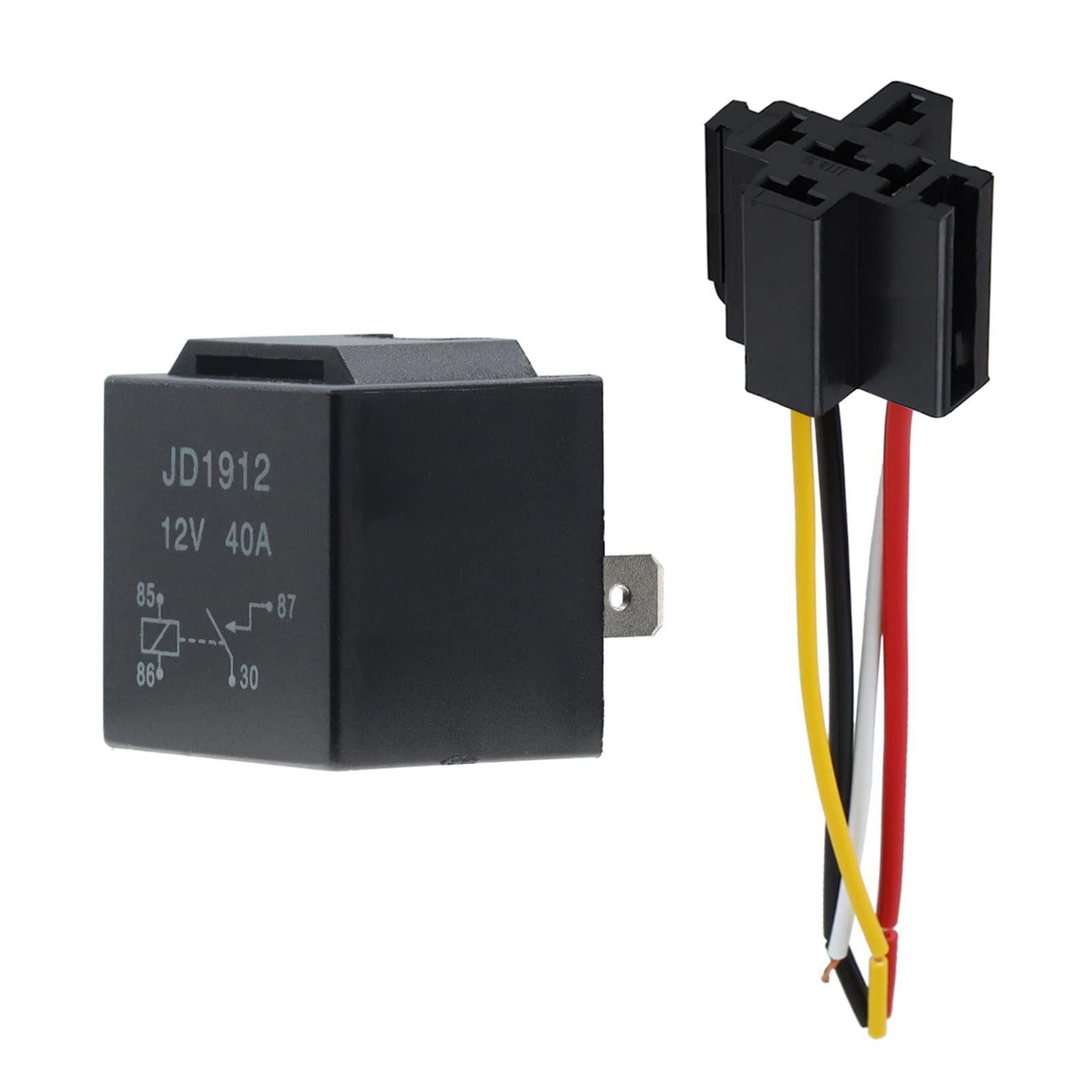 AUKENIEN Relais 12V 40A SPST 4 Pin 12 Volt KFZ Auto Motor Car Relay Schaltrelais mit Drähte Umschalt Relais JD1912 Pack of 1 40A 12V 4P Relais Angebot bei HelloDeals
