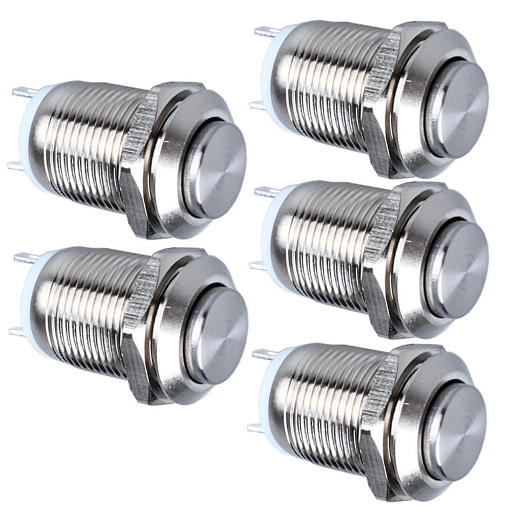 GUUZI 12mm Drucktaster Wasserdicht Metalldrucktaster SPST NO Momentantaste 2A 12V/24V/125V/250V 5 Stück (Hoher Kopf) 5pcs Angebot bei HelloDeals