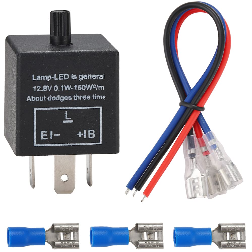 Greluma 1 Stk LED Blinkrelais, 12V 3-PIN Einstellbarer LED-Blinkrelais für Kraftfahrzeug Motorrad Typ 1 Angebot bei HelloDeals