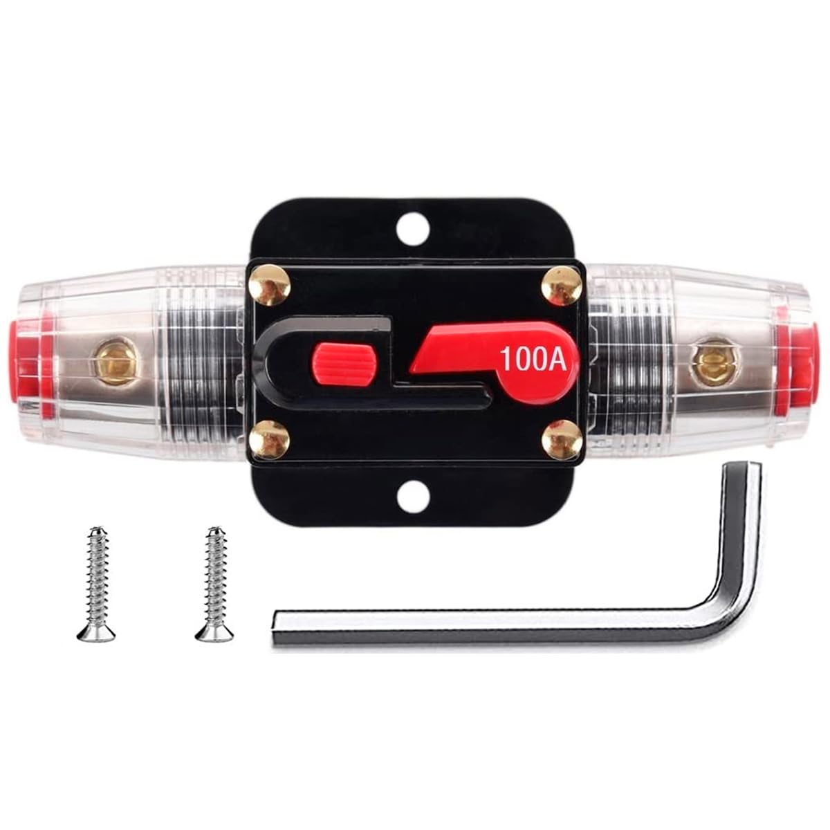 Greluma 1 Stück 100A Inline Leistungsschalter Reset Sicherung, 12V 24V DC Reset Sicherungshalter mit manuellem Reset für den Schutz von Automobil Marineboot Audiosystemen Leistungsschalter 100A-3-1 Angebot bei HelloDeals