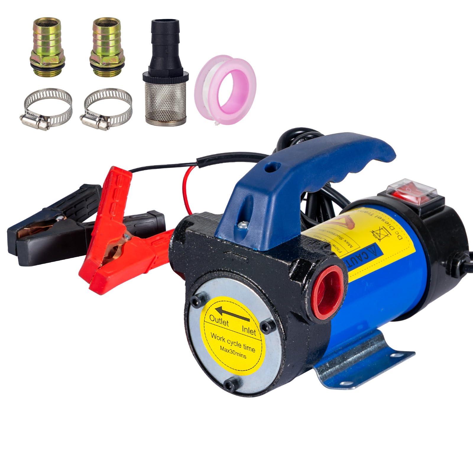 GOTLUCK Diesel Umfüllpumpe 12V 260W Elektrische Kraftstoff Wasser Umfüllpumpe 45L/Min Ölabsaugpumpe mit Kupfermotor zum Umfüllen von Diesel, Kerosin Angebot bei HelloDeals