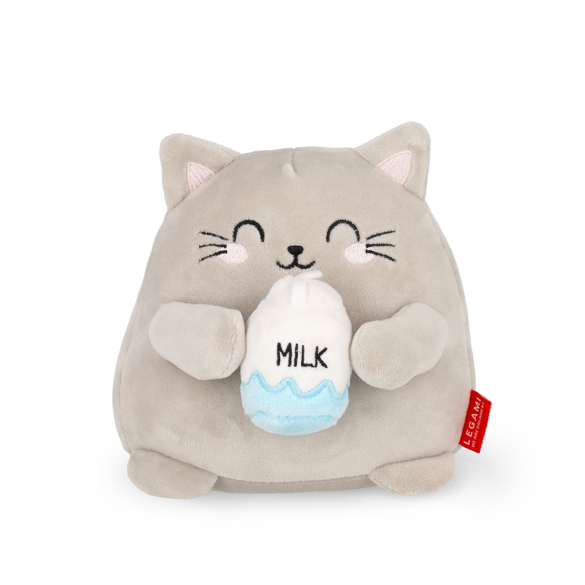 Legami - Super Soft Plush Plüsch, Kitty Thema, Mini Größe, mit personalisierbarer ID Karte, Steht alleine, 14x15x12 cm, Grey Angebot bei HelloDeals