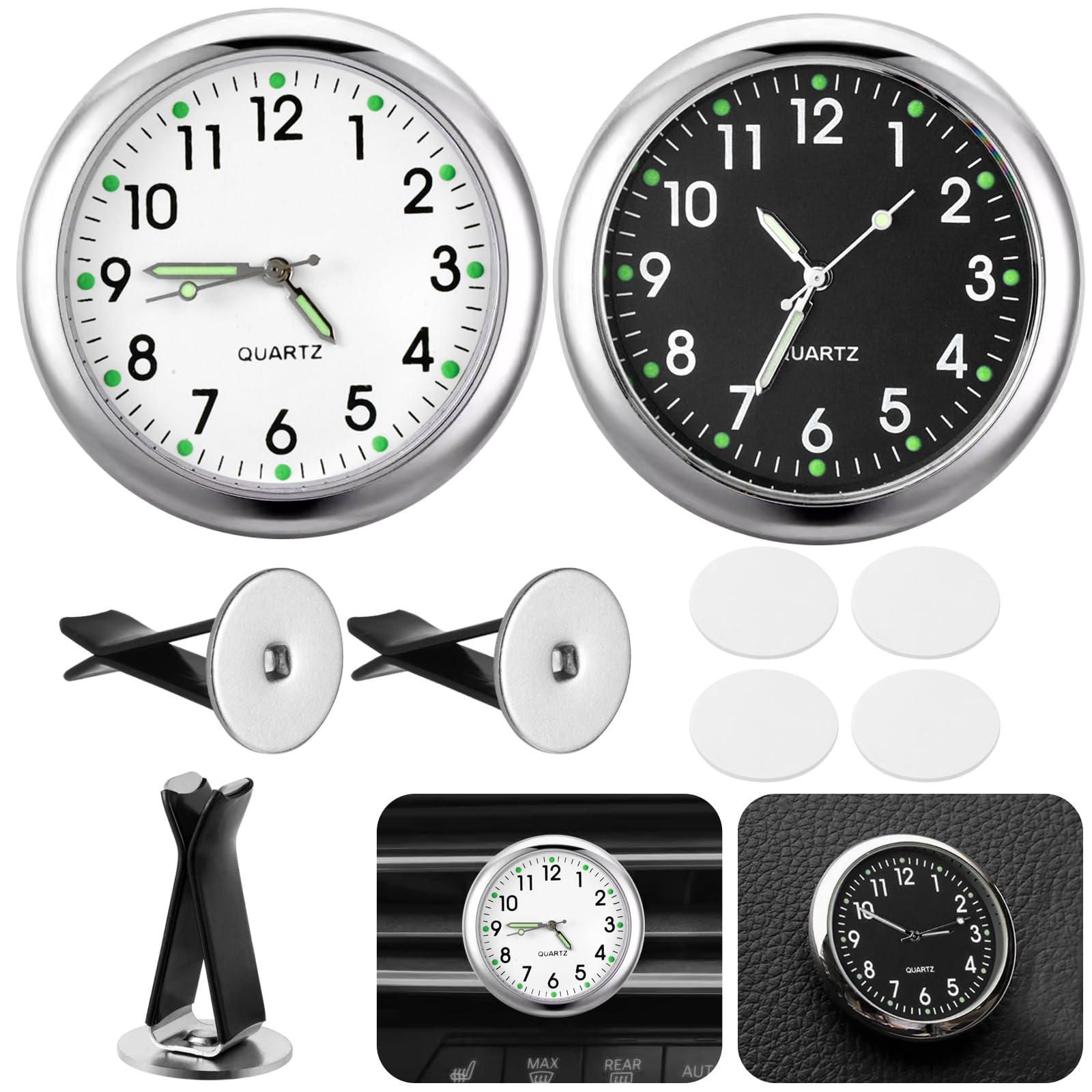 Celepoir 2 Stück Auto Uhr, Mini Uhr für Auto Armaturenbrett, Selbstklebend Leuchtende Autouhr, Auto Lüftungsschlitz Clip Uhr, Auto Uhr zum Kleben, Auto-Uhren Digital für Auto Lnnendekoration Geeignet Angebot bei HelloDeals