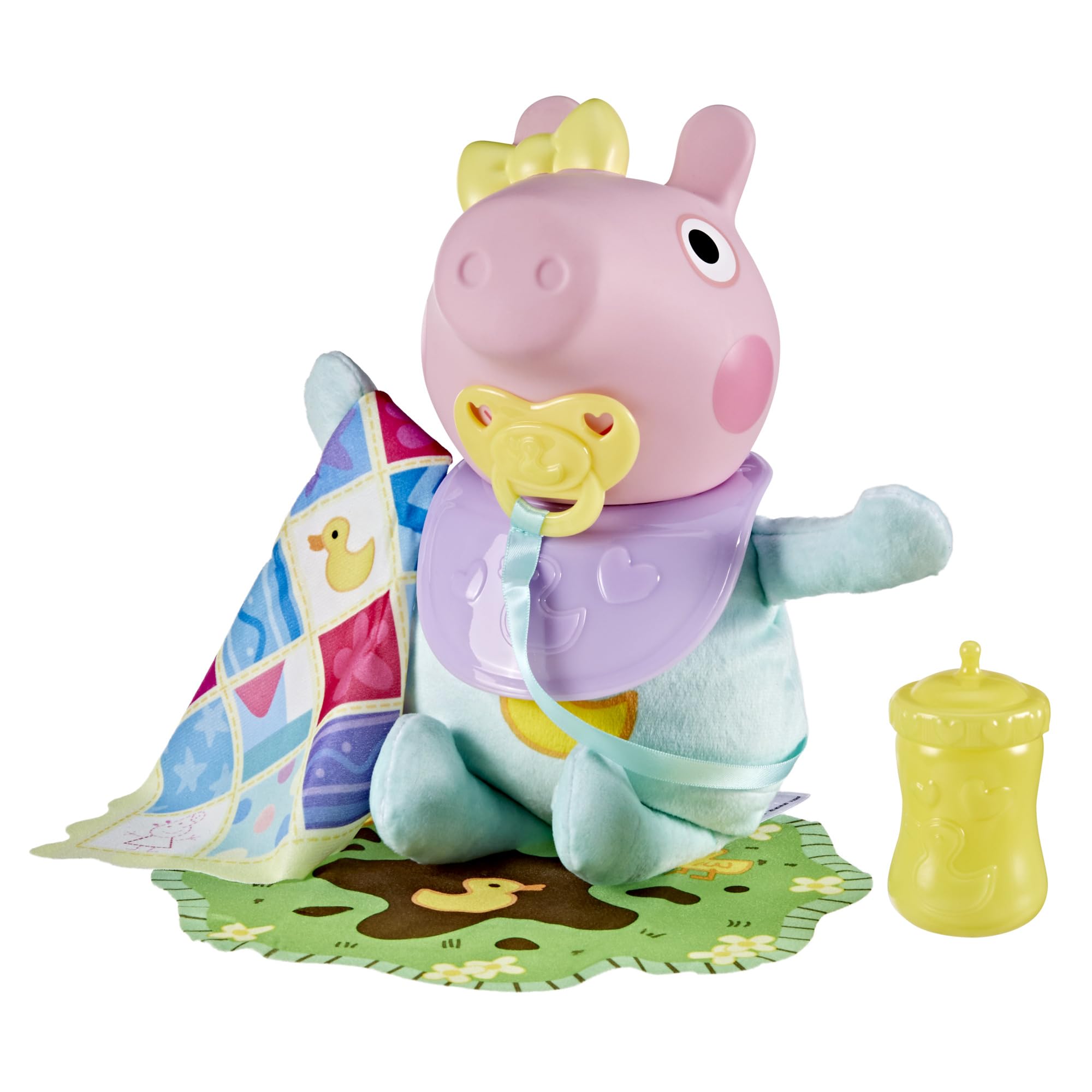 Peppa Pig Grunz und Kuschel Evie interaktive Babypuppe, 28 cm große Puppe für Mädchen mit 20 Geräuschen und vielen Funktionen, Spielzeug-Set für Kinder ab 3 Jahren zum Kuscheln, Pflegen und Umsorgen Angebot bei HelloDeals