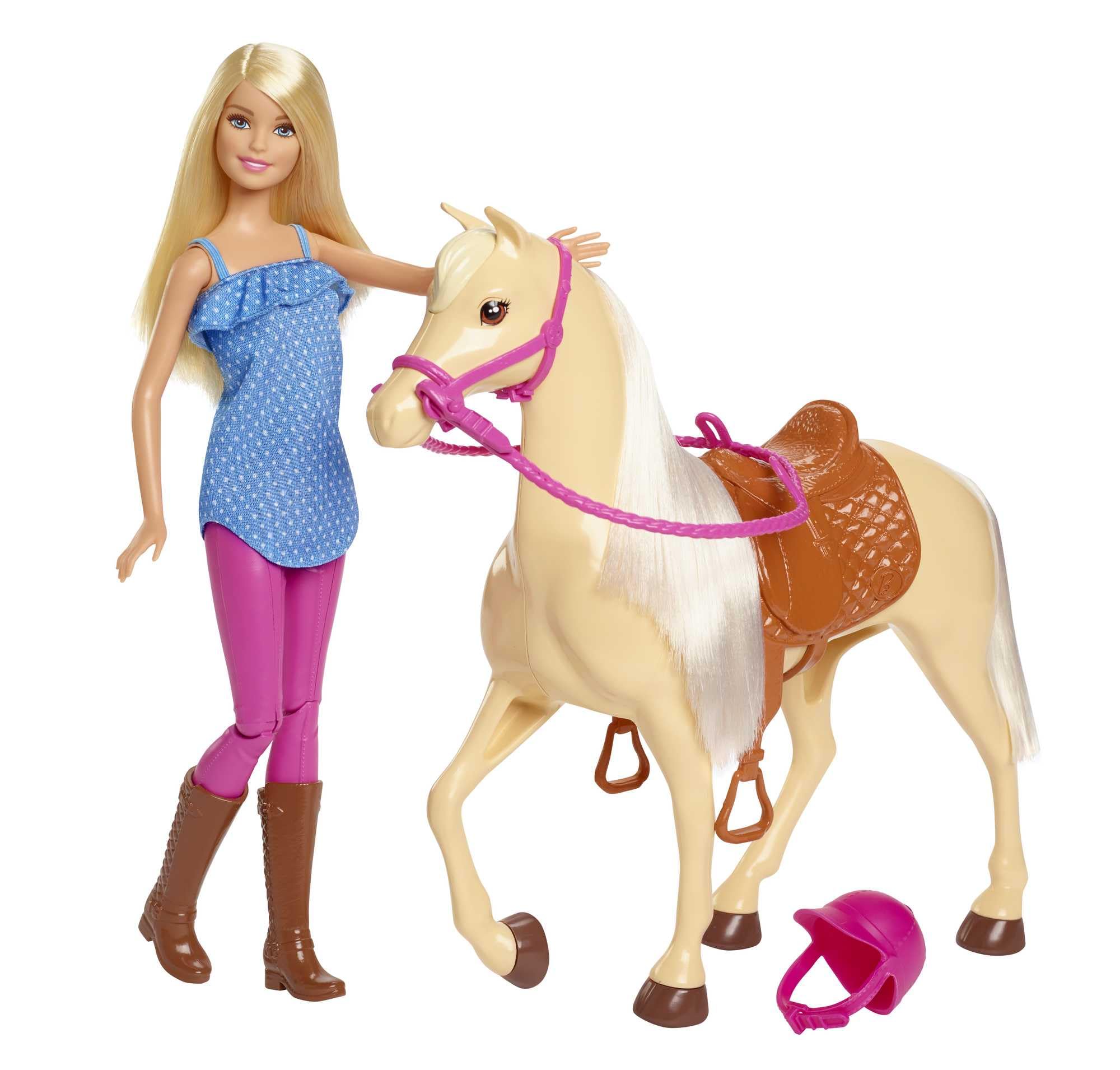 Barbie-Puppe und Pferdespielzeug, Reitzubehör, 1 Puppe und 1 Pferd enthalten, als Geschenk für Kinder ab 3 Jahre geeignet, FXH13 Angebot bei HelloDeals