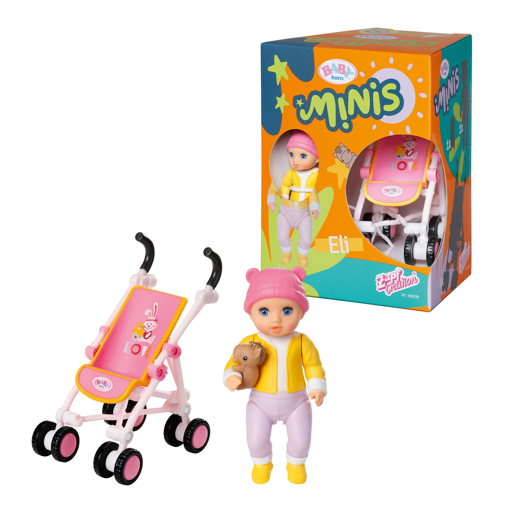 BABY born Minis Kinderwagen-Spielset mit Minis-Puppe Eli und Kuscheltier, 906156 Zapf Creation Angebot bei HelloDeals