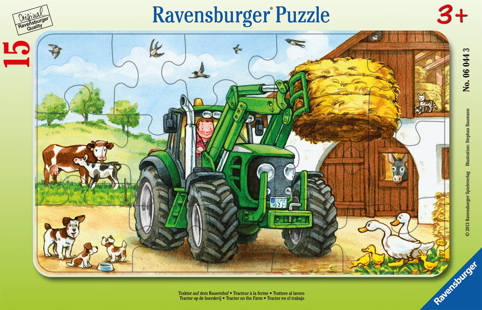 Ravensburger Kinderpuzzle - 06044 Traktor auf dem Bauernhof - Rahmenpuzzle für Kinder ab 3 Jahren, mit 15 Teilen Angebot bei HelloDeals
