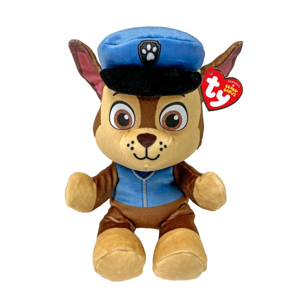 TY Chase Paw Patrol Weiches Plüschtier für Kinder, Kuschelteddy, Sammlerstück Stofftier, Beanie Babies Serie, Regular Angebot bei HelloDeals