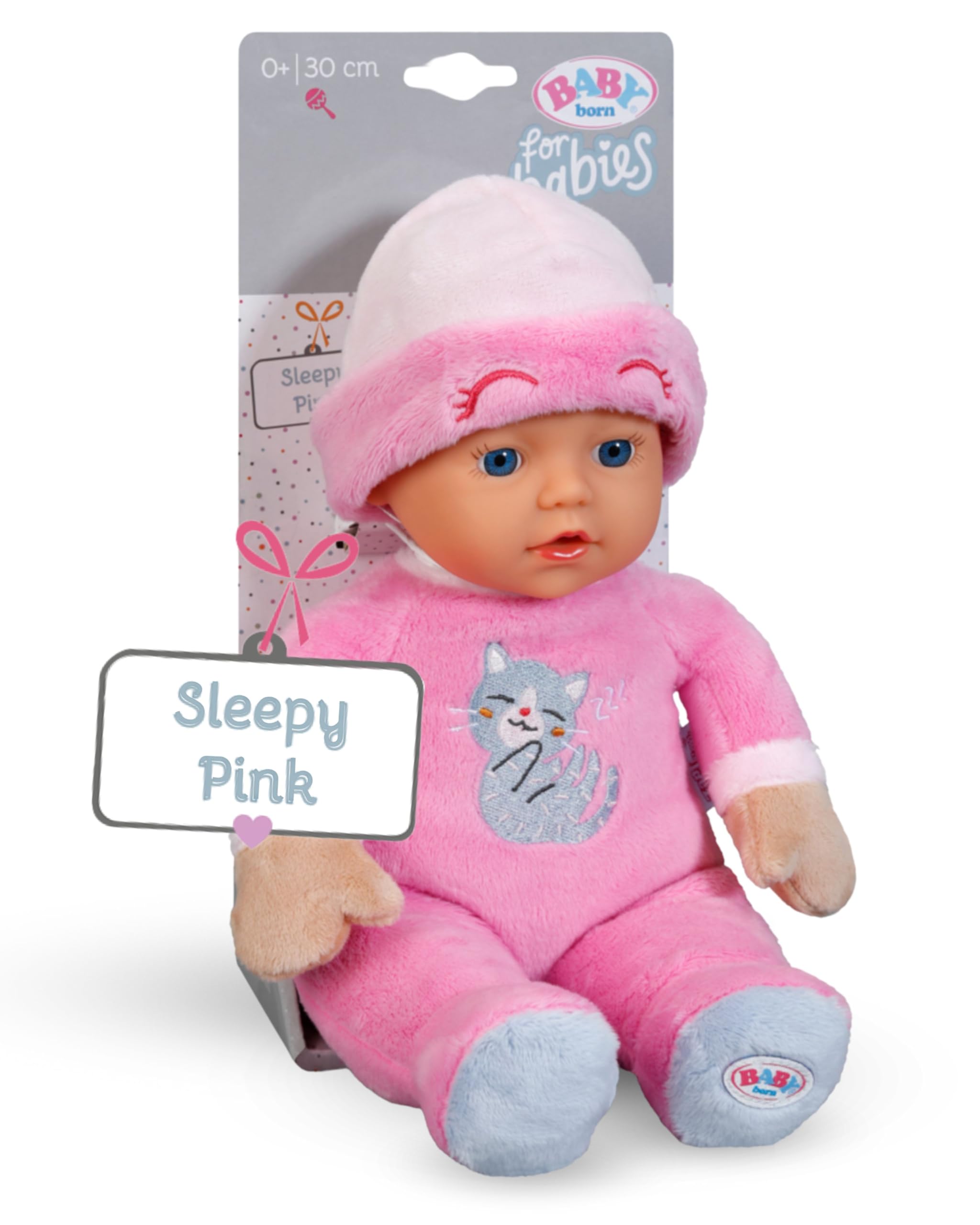 BABY born for Babies Sleepy Pink - weiche 30 cm Puppe - Mit pinkem Körper & integrierter Rassel - Stoffpuppe inkl. festem Mützchen - Geeignet für Neugeborene Angebot bei HelloDeals