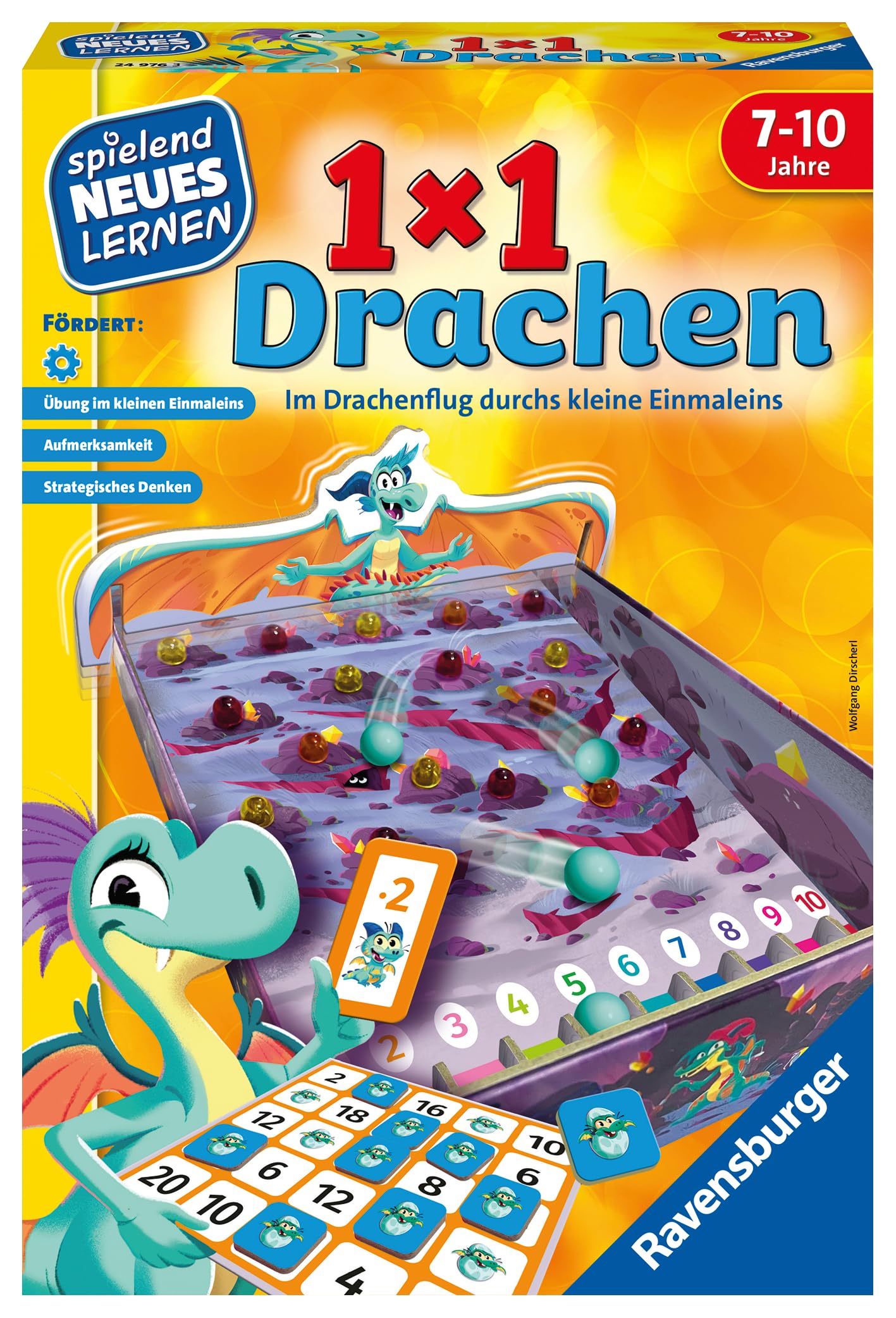 Ravensburger 24976-1x1 Drachen - Lernspiel für Kinder, Rechenspiel für Kinder von 7-10 Jahren, für 2-4 Spieler, Zahlenraum 1-100, kleines Einmaleins - Geburtstagsgeschenke Single Angebot bei HelloDeals