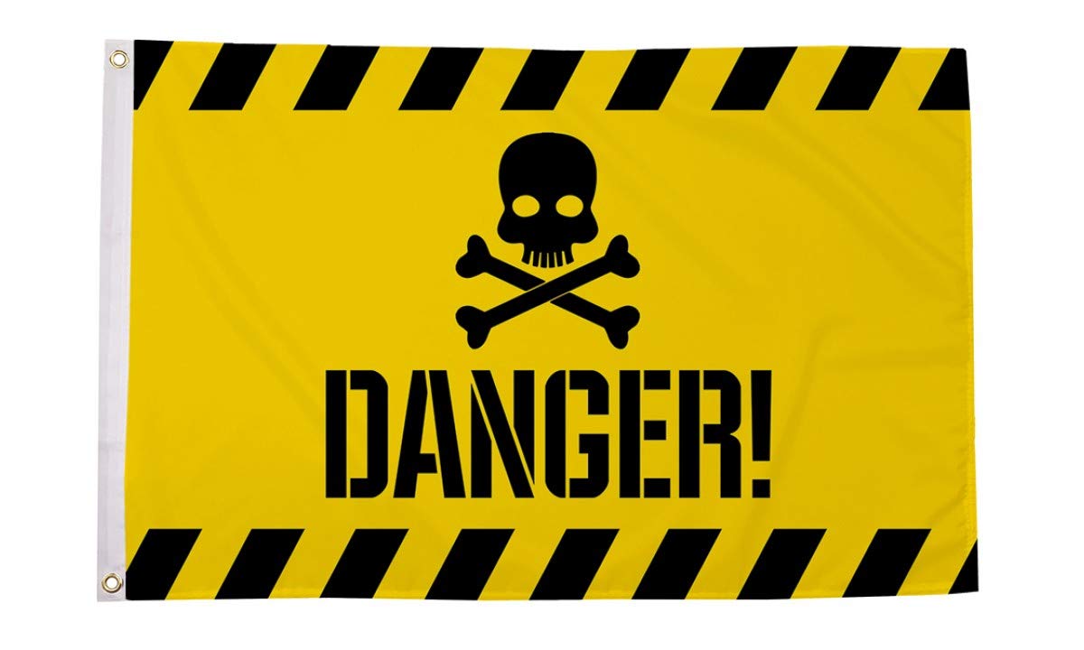 AZ FLAG - Flagge Gefahr Gelb - 150x90 cm - Totenkopf Fahne 100% Polyester mit Messing-Ösen - UV-beständig - Vives Farben - 110g Angebot bei HelloDeals
