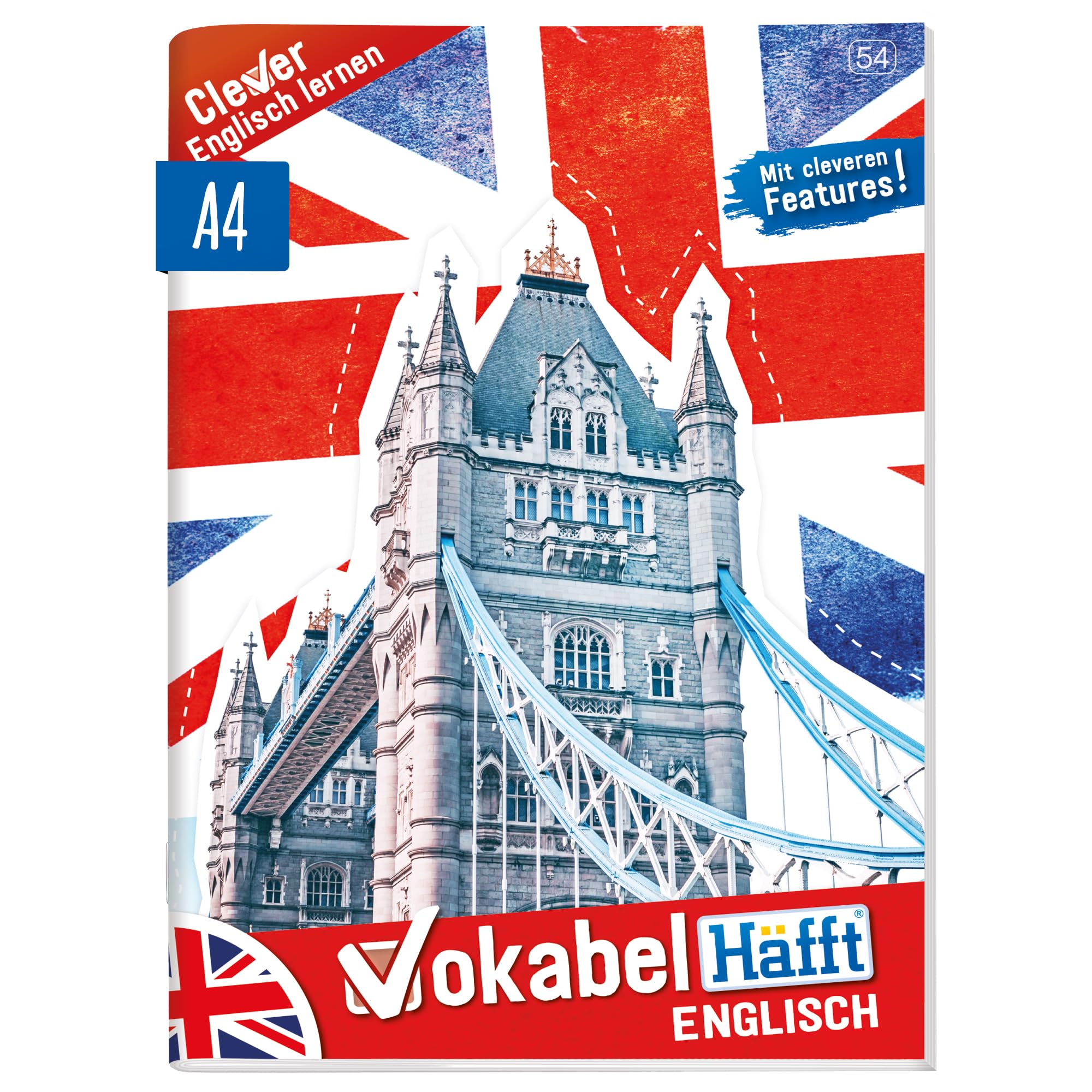 Häfft® Vokabelheft Englisch A4 mit 3 Spalten - inkl. Grammatik, Infos zu Kultur und Umgangssprache, Lernkontrollsystem, Spüchen u.v.m Angebot bei HelloDeals