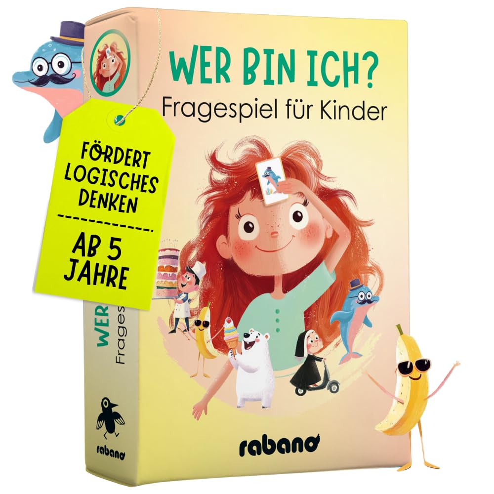 Rabano Art Wer Bin ich? Spiel für Kinder I Lernspiel & Geschenk für Mädchen und Junge I Spiele ab 4, 5, 6, 7, 8, 9 Jahre I Ostergeschenke Kinder I Outdoor Spiel Angebot bei HelloDeals