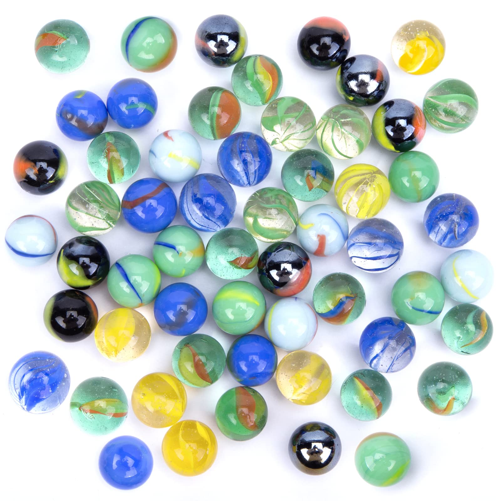 HAKACC 80 Stück Glasmurmeln, 15mm Bunte Murmeln mit Einzigartigen Mustern, Perfekt für Kinderspiele, Deko & DIY-Projekte, Mischfarben Mehrfarbig Angebot bei HelloDeals
