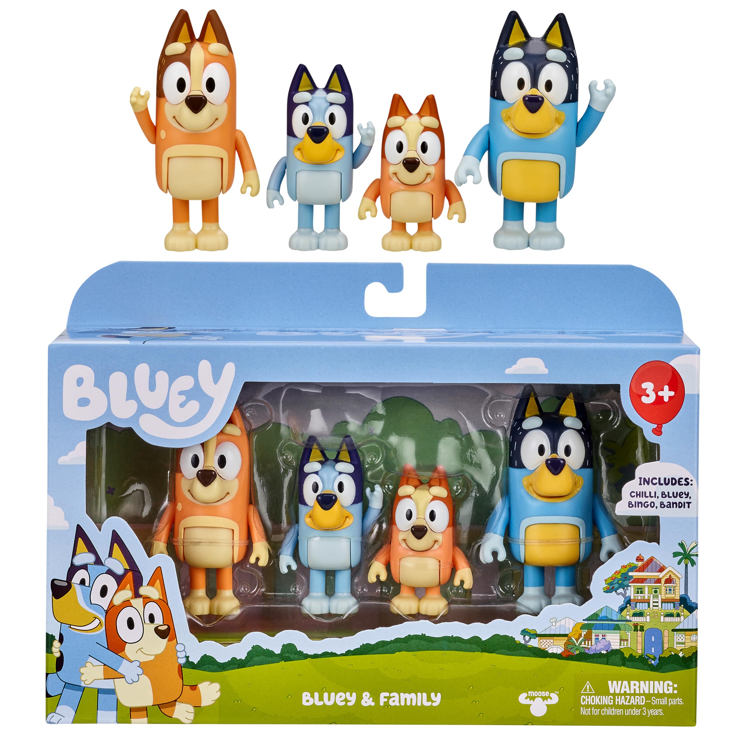 BlueY 4er-Figuren-Set Familie, Bingo, Bandit und Chilli; 6,3-7,6 cm große Figuren mit beweglichen Gelenken – offizieller Sammelartikel Angebot bei HelloDeals