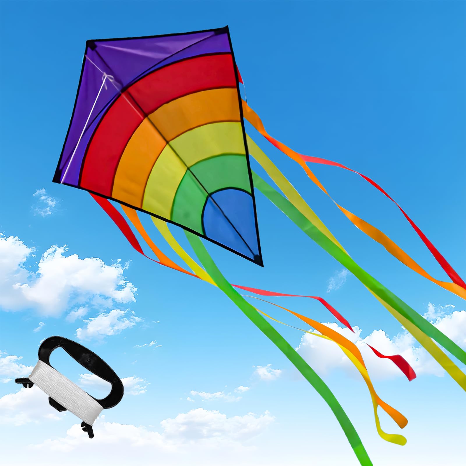 Drachen Kinder - Einleiner-Flugdrachen für Kinder ab 3 Jahren - Kinderdrachen inkl. 100m Drachenschnur und Streifenschwänze Angebot bei HelloDeals