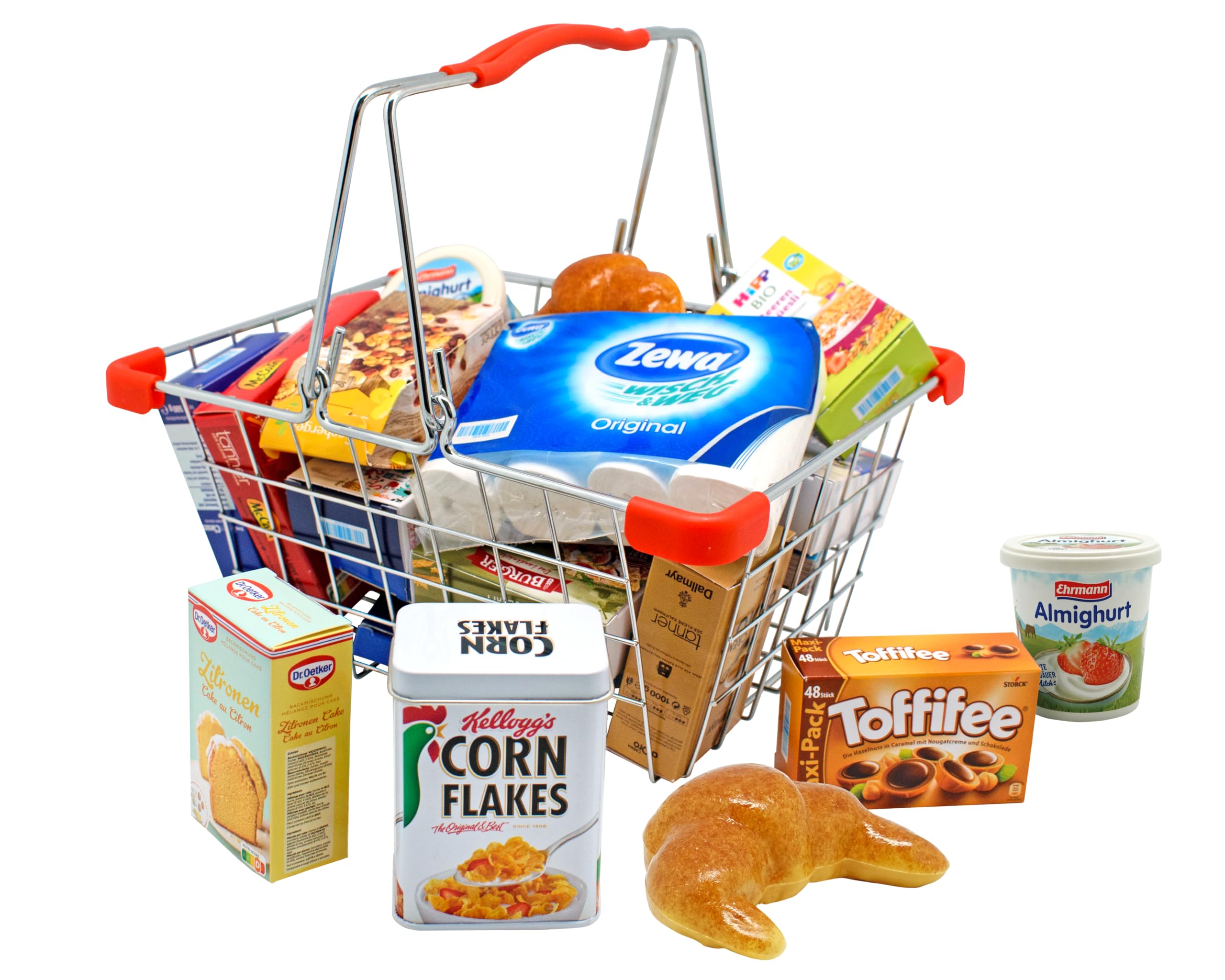 Christian Tanner - small Foot Einkaufskorb Metall, inkl. Zubehör, Lebensmittel, Marken, Ergänzung für Kaufmannsladen, ab 3 Jahren, 9559 Angebot bei HelloDeals