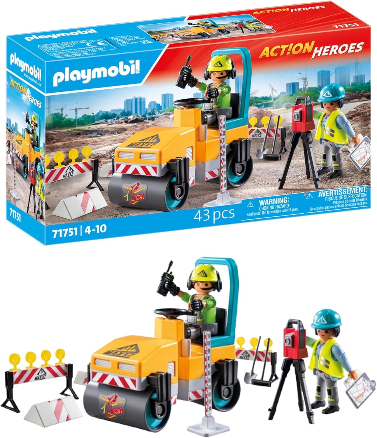 PLAYMOBIL | Straßenbaustelle | Baustellenspielzeug Kind | Baustellen Spielset | Spielzeug für Kinder ab 4 Jahren | 71751 Angebot bei HelloDeals