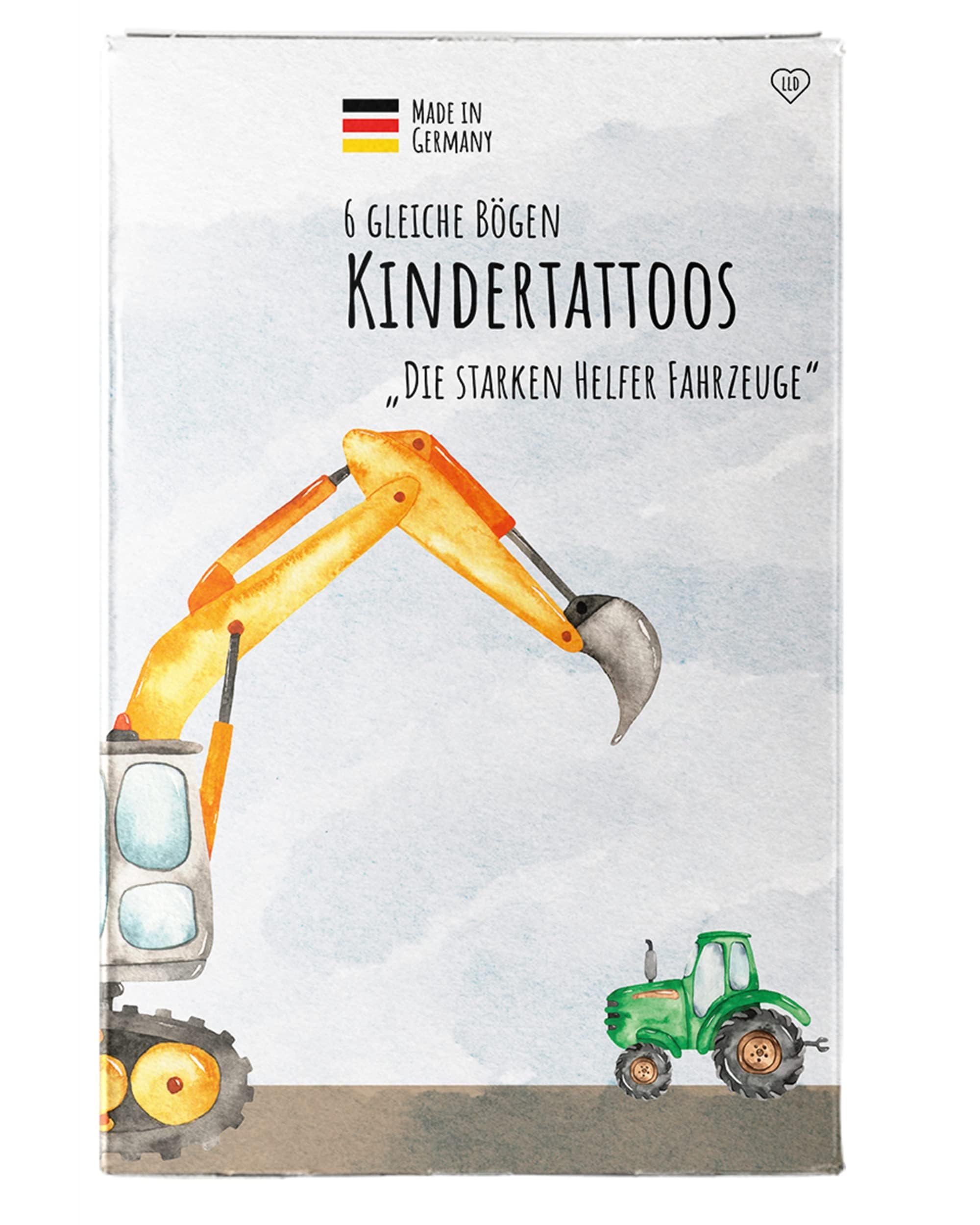 lila liebt dich® 6 Bögen Kinder Tattoo "Die starken Helfer Fahrzeuge", give aways Kindergeburtstag, Gastgeschenk Kindergeburtstag, Auto Tattoo Kinder Starke Fahrzeuge Angebot bei HelloDeals