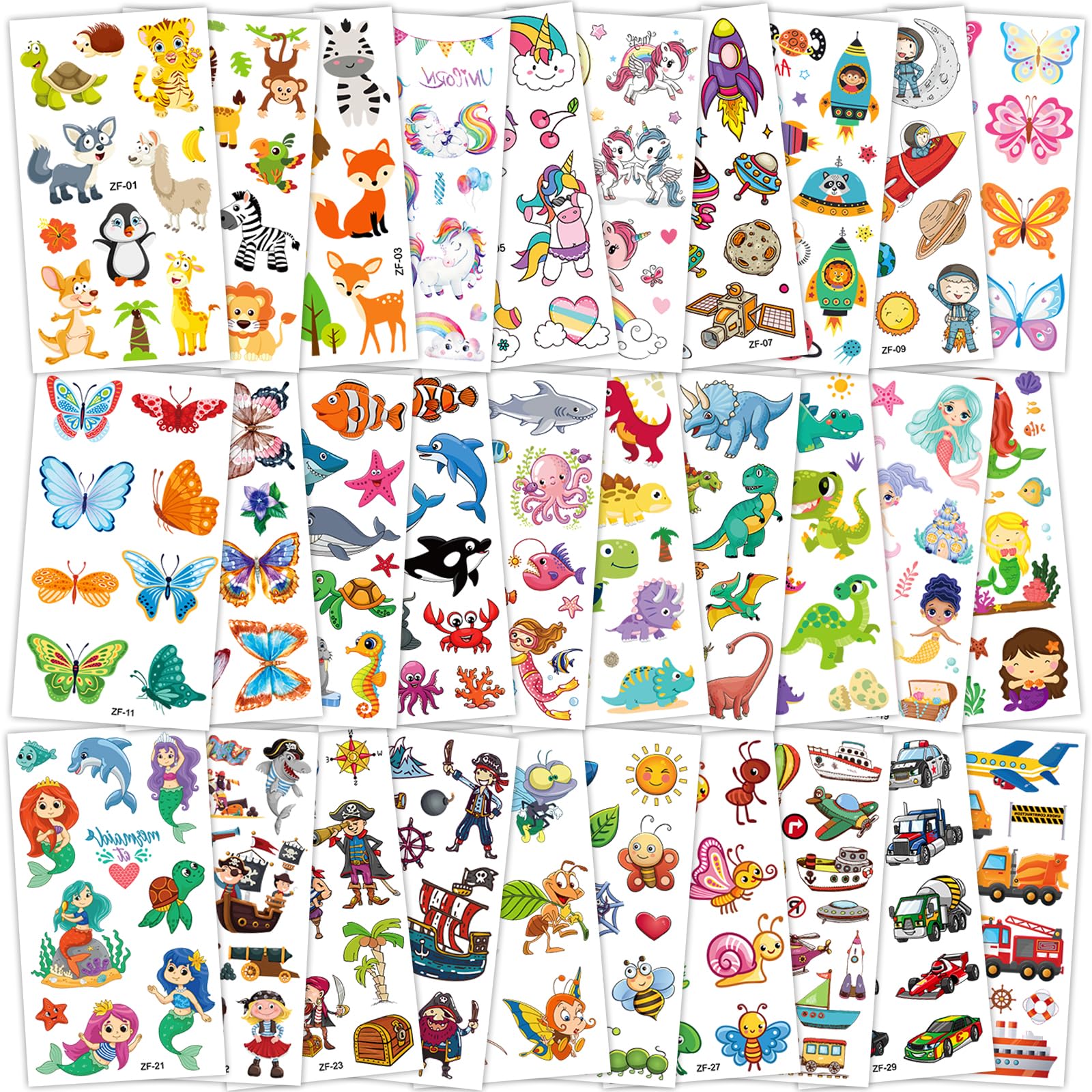 Habett Tattoo Kinder 300+ Set Mädchen Jungen Weltraum Dinosaurier Tiere Einhorn Schmetterling Klebetattoos Perfekt für Kindergeburtstag Party Mitgebsel Hautfreundliche Temporäre Kindertattoos Angebot bei HelloDeals