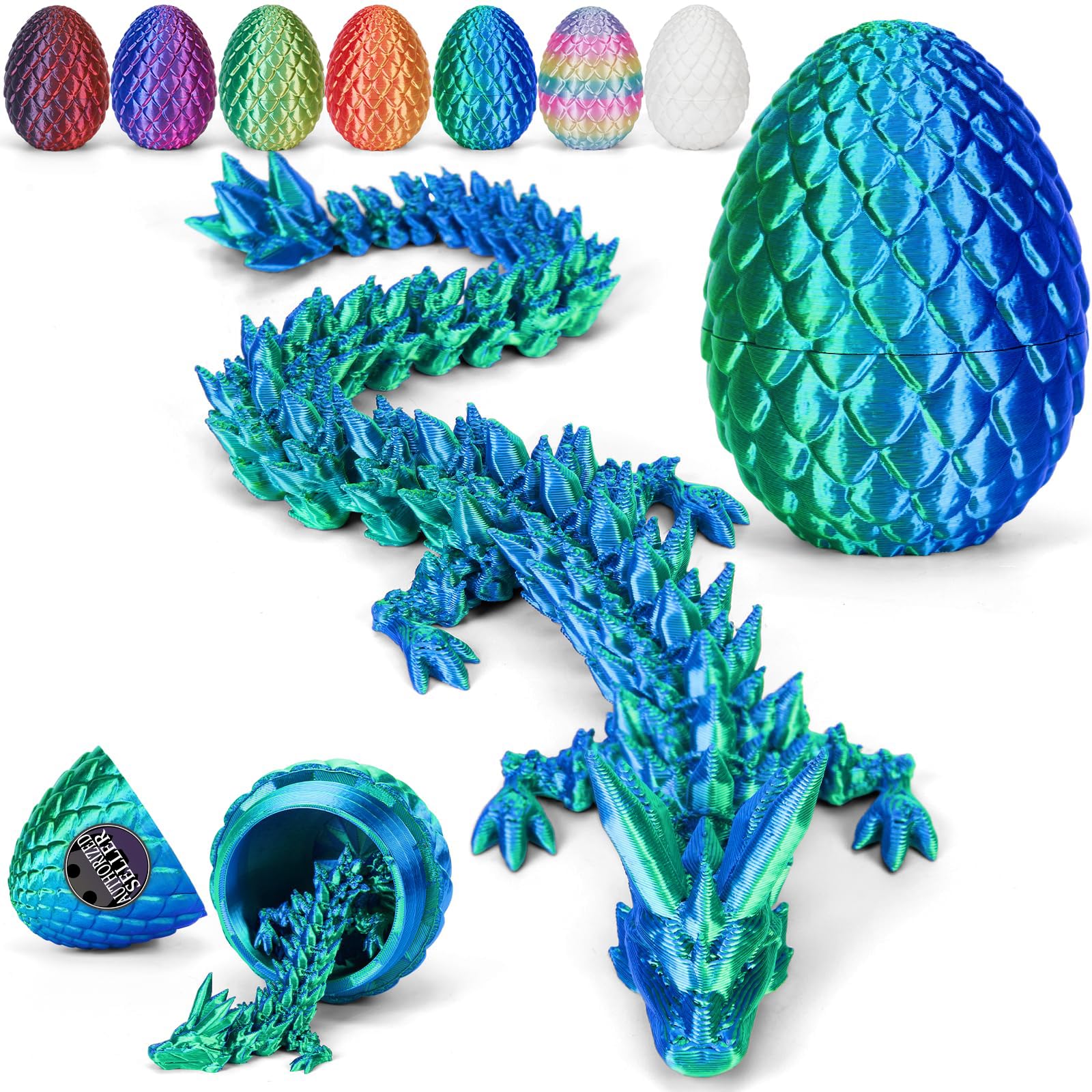Merrwon 3D-Gedruckter Drache (28,5 cm) mit Drachenei – Kreatives Spielzeug, Geschenk und Deko, Laserdunkelgrün Angebot bei HelloDeals