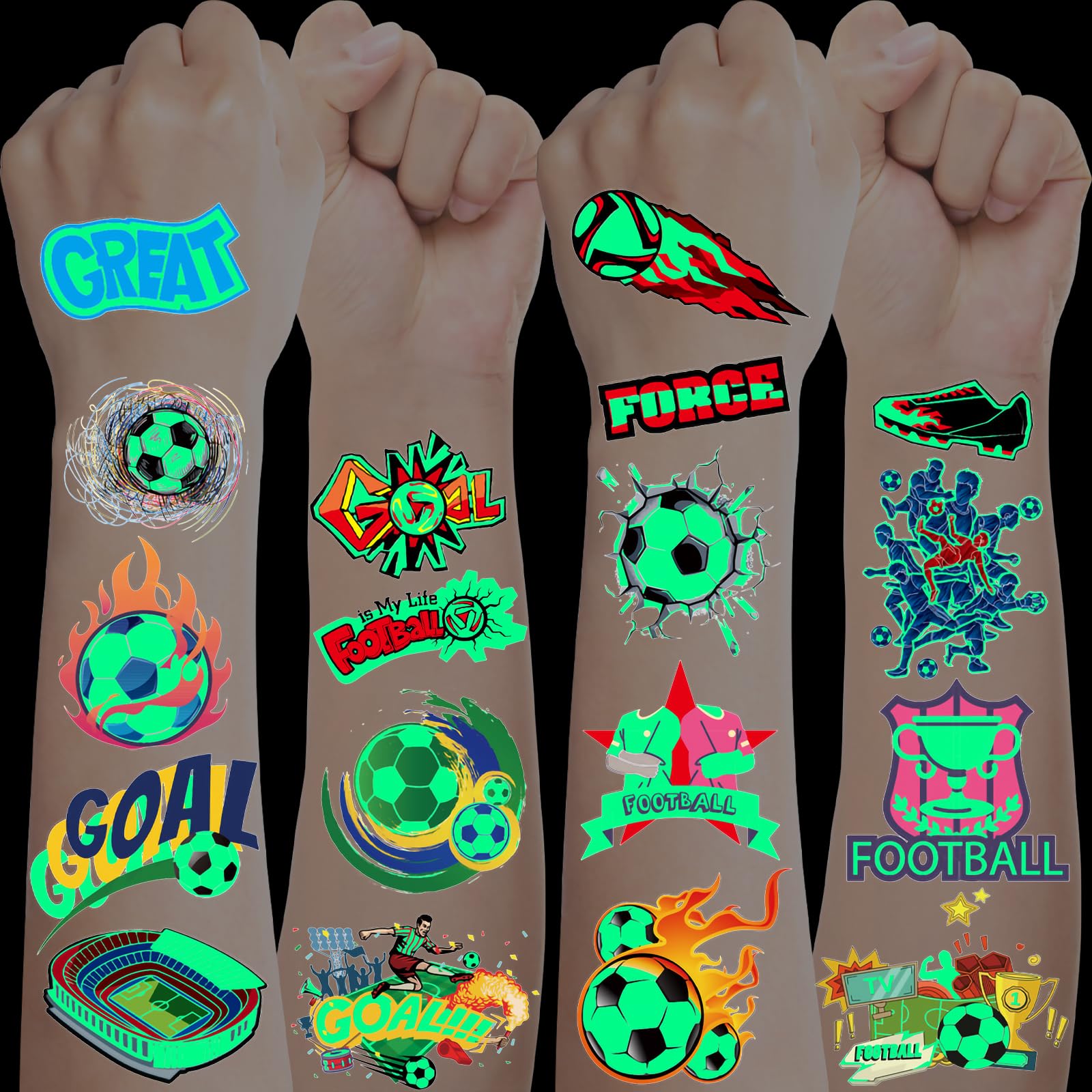 Leuchttattoos Kinder Fußball, 10 Blätter Tattoo Kinder Fussball Geschenke Jungen, Geschenk Junge 3 4 5 6 7 8 9 10 Jahre, Kleine Geschenke für Adventskalender für Jungs, Coole Sachen für Jungs WS-Fussball10 Angebot bei HelloDeals