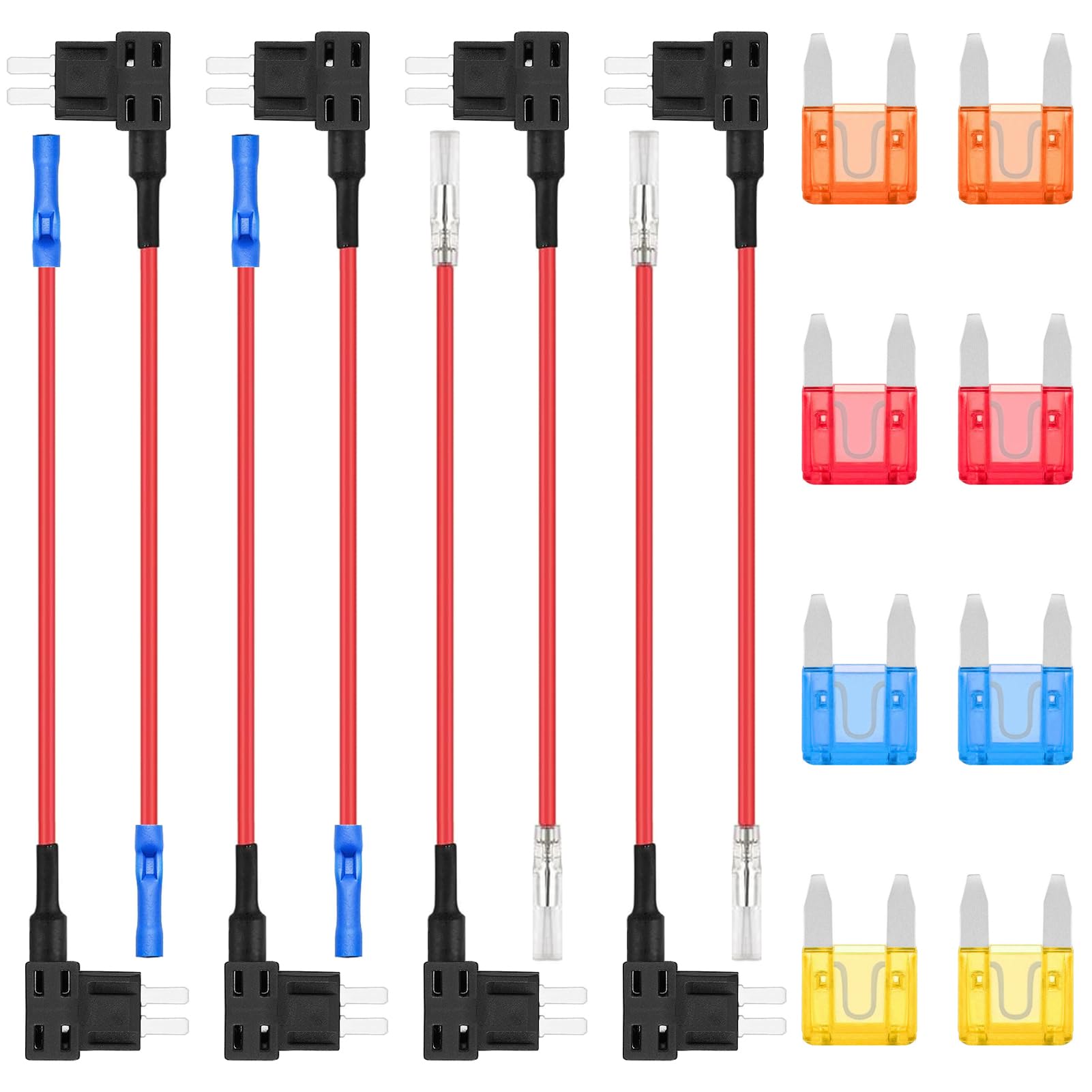 ALLECIN 8 Stück Mini Stromdieb KFZ Sicherungen Adapter Sicherung 12V Flachsicherungsadapter Piggyback Stecksicherung Verteiler Add A Circuit Sicherungsadapter mit Flachsicherungen 5A 10A 15A 20A Mini Adapter Angebot bei HelloDeals