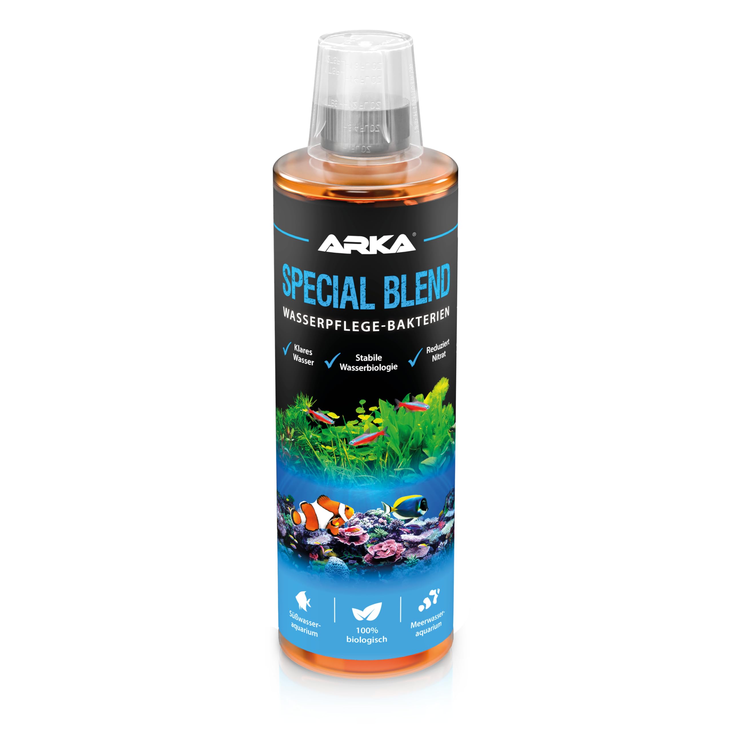 Bakterien Aquarium 473 ml – Reduziert Nitrat & organische Abfälle – Kristallklares Wasser & Geruchstopp – Für Süß- & Meerwasser – 100 % biologische Bakterien – ARKA Special Blend 473ml (16oz) Angebot bei HelloDeals
