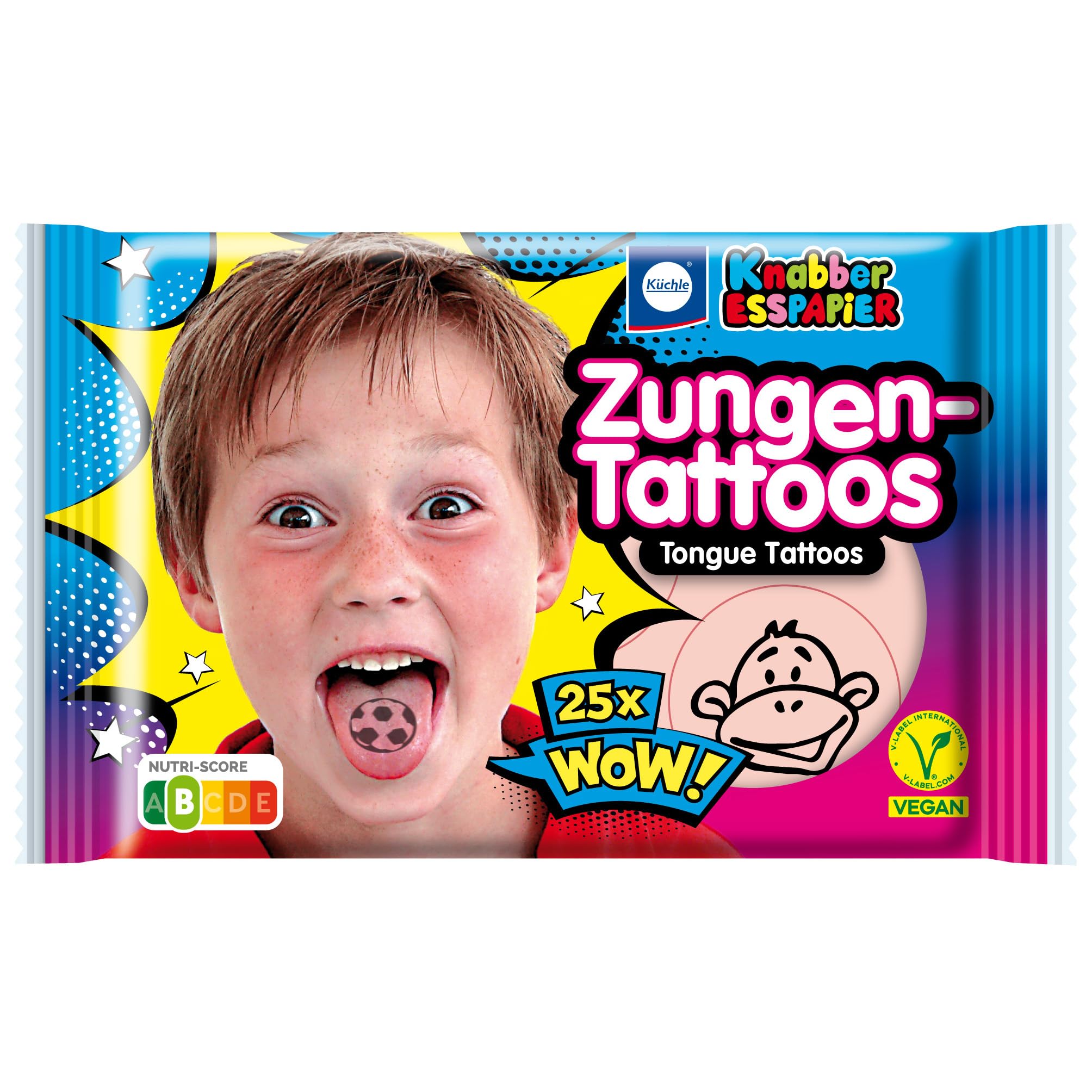 Küchle Knabber-Esspapier Zungentattoos 11g | Bunter Knabberspaß | Kinder-Oblaten | Süßigkeiten Kindergeburtstag | Bunter Mix | Vegan | 1 x 11g Fruchtig Klein Angebot bei HelloDeals