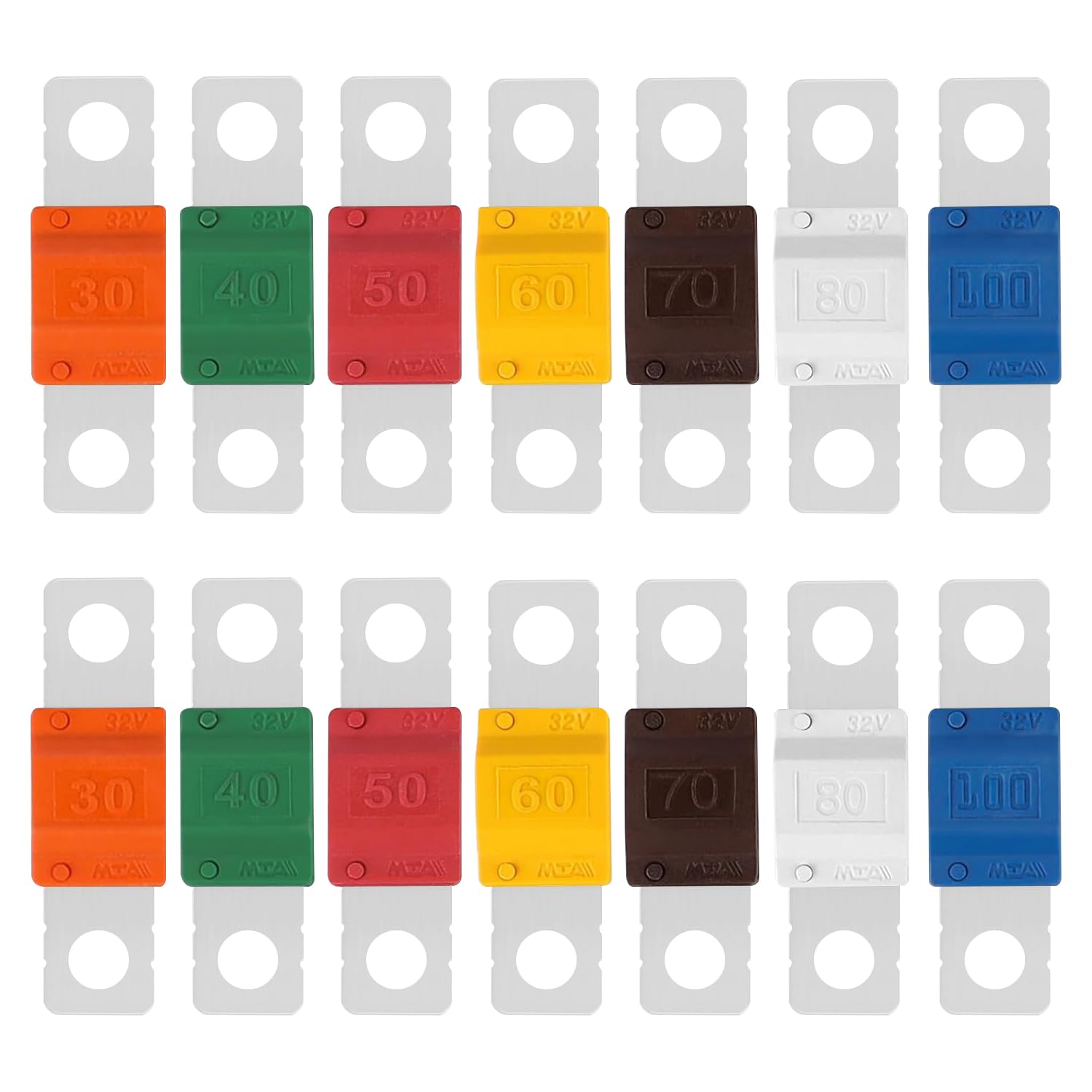 Sicherungen,Schraubsicherung Hochstromsicherung,14Stück Kfz Auto Midi Sicherungen Set 32V 30/40/50/60/70/80/100 Ampere für PKW, LKW, Baufahrzeuge, Busse, Wohnwagen Angebot bei HelloDeals