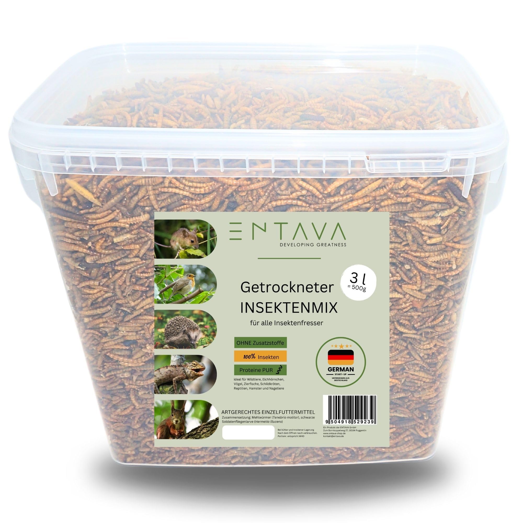 ENTAVA 3l nachhaltiger Insektenmix getrocknet in Premium-Qualität, Vogelfutter, Koifutter, Igelfutter, Eichhörnchenfutter, ganzjähriges Futter für Wildvögel Angebot bei HelloDeals