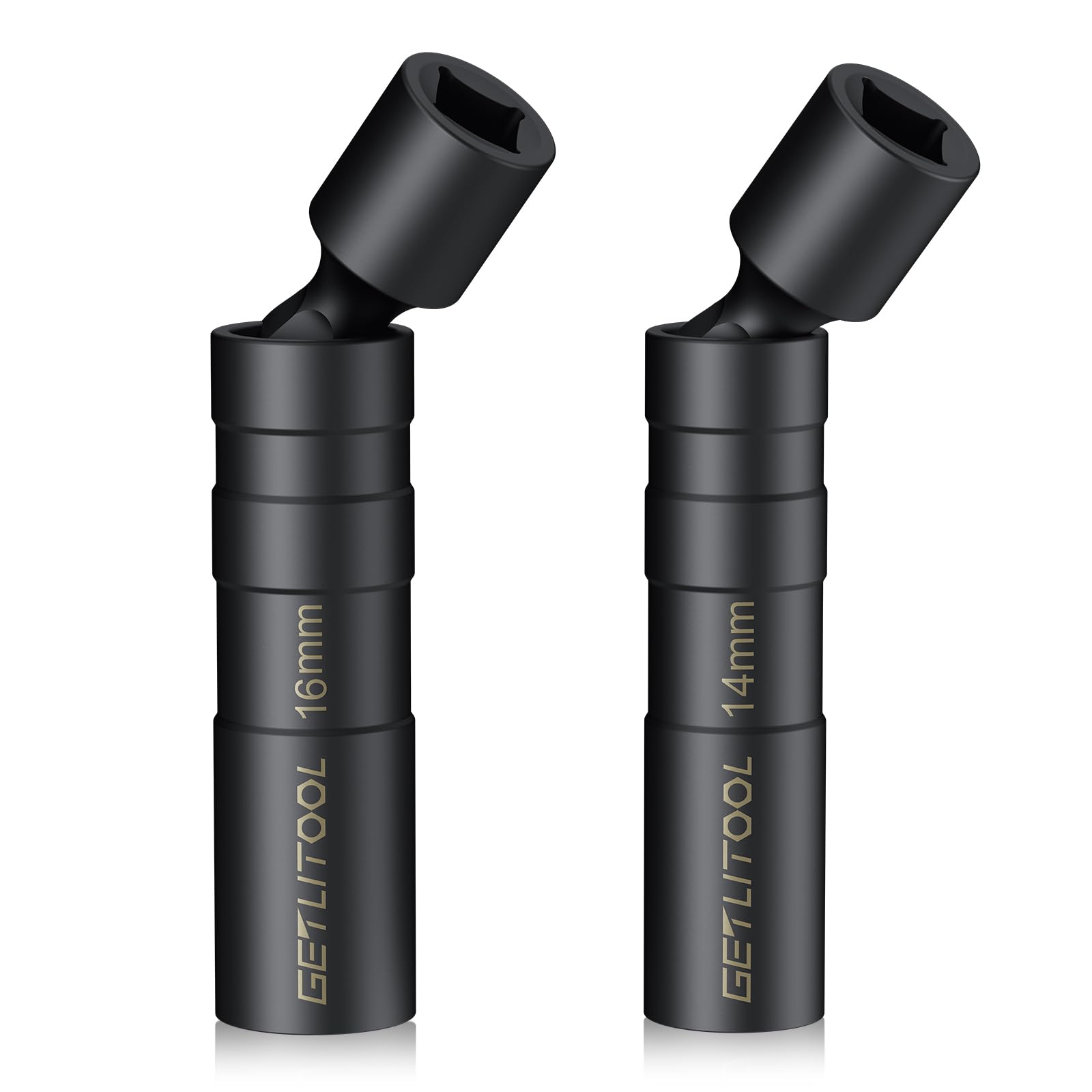 GETLITOOL Zündkerzenschlüssel 14mm und 16mm, Magnet Zwölfkant-Zündkerzenschlüssel Set Cr-V Stahl, 3/8" Antrieb Universal Flexibel Gelenk Kerzenschlüssel zum Entfernen von Zündkerzen Auto & Motorrad 2PCS 14+16MM(Kurz) Angebot bei HelloDeals
