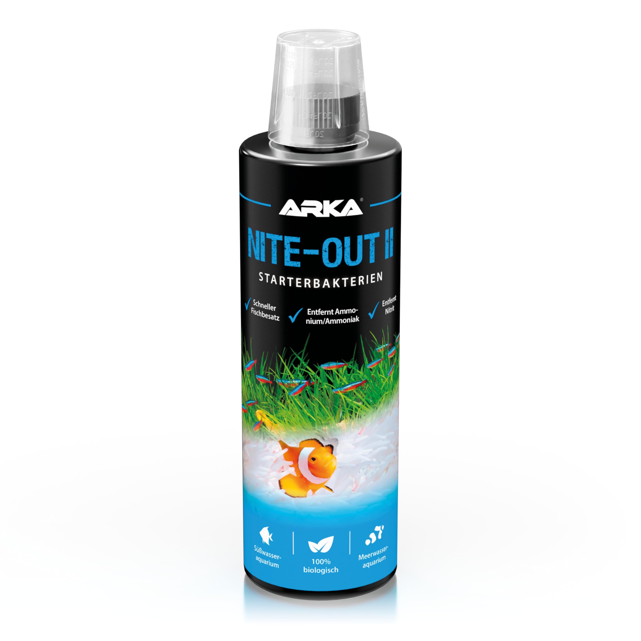 Starterbakterien Aquarium 473 ml – ideal bei Neustart, Wasserwechsel & Fischbesatz – reduziert Ammonium & Nitrit schnell – biologisch, sofort aktiv & sicher für alle Fische – ARKA Nite-Out II 473ml (16oz) Angebot bei HelloDeals