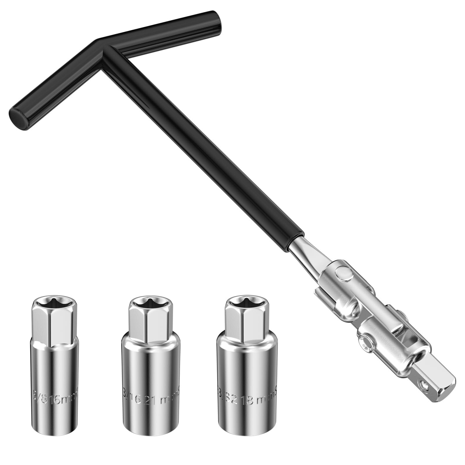Crihovy Zündkerzenschlüssel Set, Universal Zündkerzensteckschlüssel 16 mm / 18 mm / 21 mm, Zündkerzen Schlüssel Satz, Zündkerzenentferner-Werkzeug, T-Griff Kerzenschlüssel für Auto und Motorrad Angebot bei HelloDeals