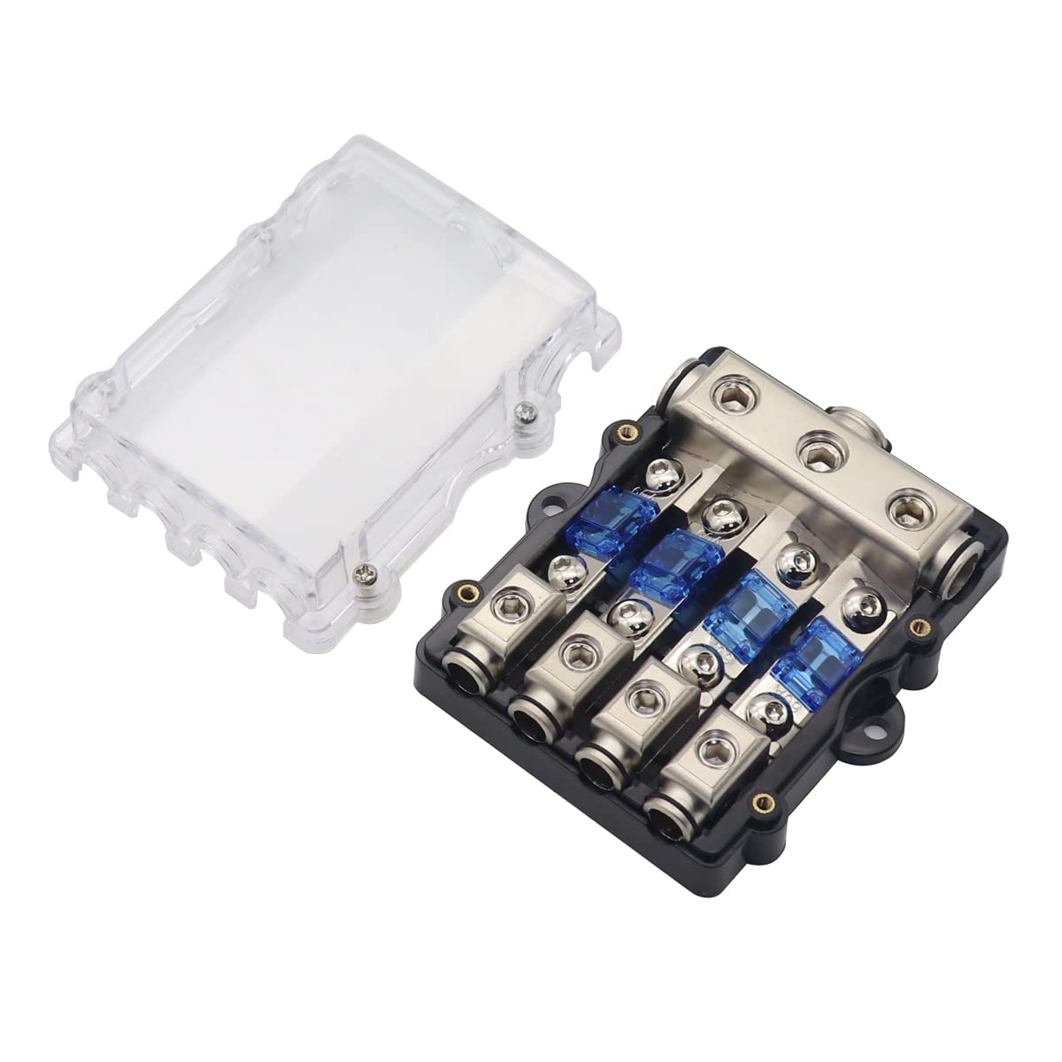 4Fach Camper Verteilerblock KFZ Audio Mini ANL Sicherungshalter Autobatterie Stromverteiler Wohnmobil Sicherungskasten 25mm² EIN 10mm² AUS 30A 60A 80A 100A Sicherungen Angebot bei HelloDeals