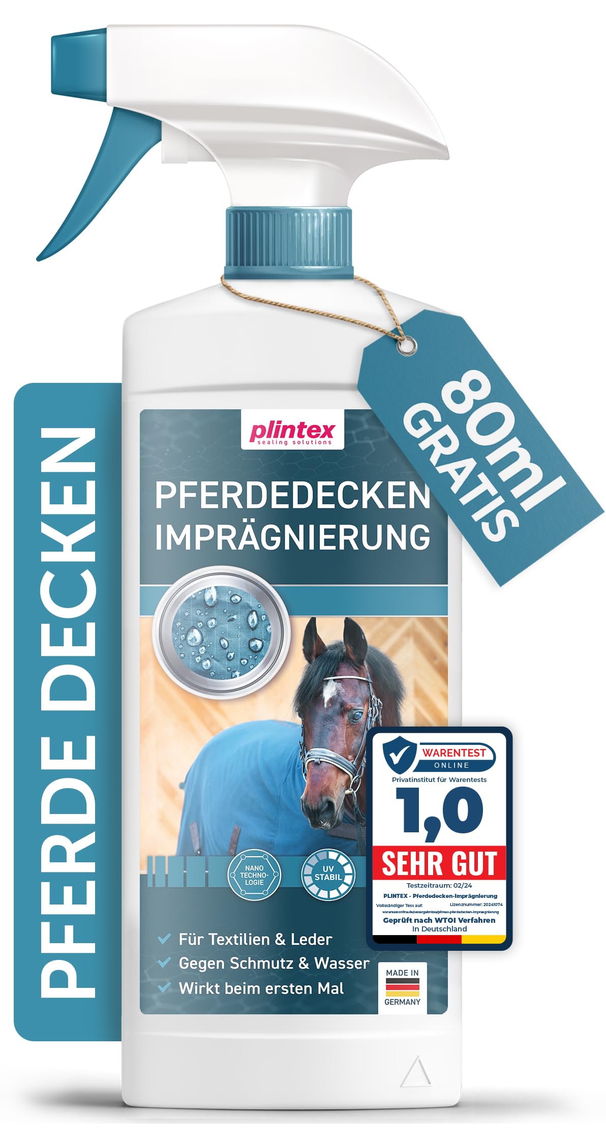 PLINTEX® Pferdedecken Imprägnierspray 580ml schonend & geruchsfrei - Pferdedecke Imprägnierung Spray für Outdoordecke, Regendecke & Zubehör - Pferd Decken Imprägnierspray Angebot bei HelloDeals