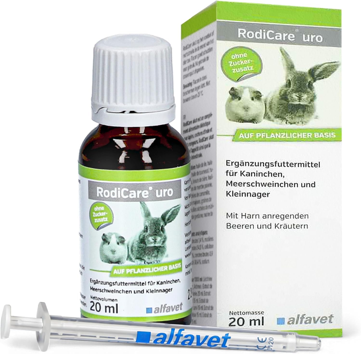 alfavet RodiCare URO, Ergänzungsfuttermittel zur Verringerung der Harnsteinbildung für Kaninchen, Meerschweinchen und Kleinnager, 20ml, Dosierspritze 20 ml (1er Pack) Angebot bei HelloDeals