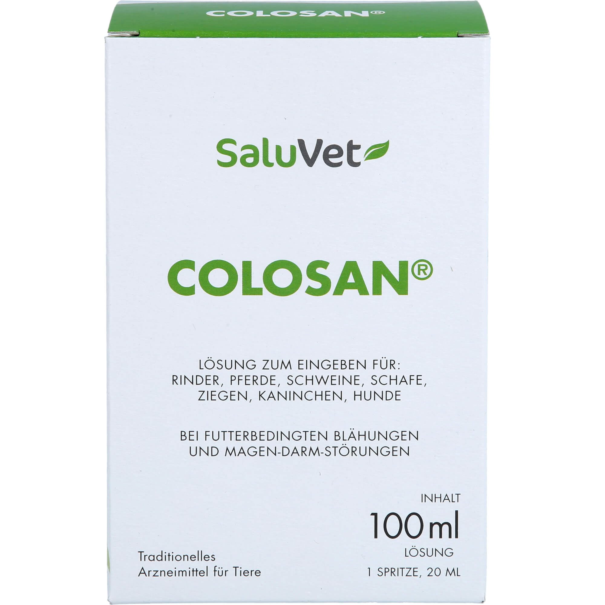 SaluVet ColoSan | 100 ml | Zugelassenes Arzneimittel für Pferde, Rinder, Schweine, Schafe, Ziegen, Kaninchen und Hunde | Bei futterbedingten Blähungen und Magen-Darm-Störungen Angebot bei HelloDeals
