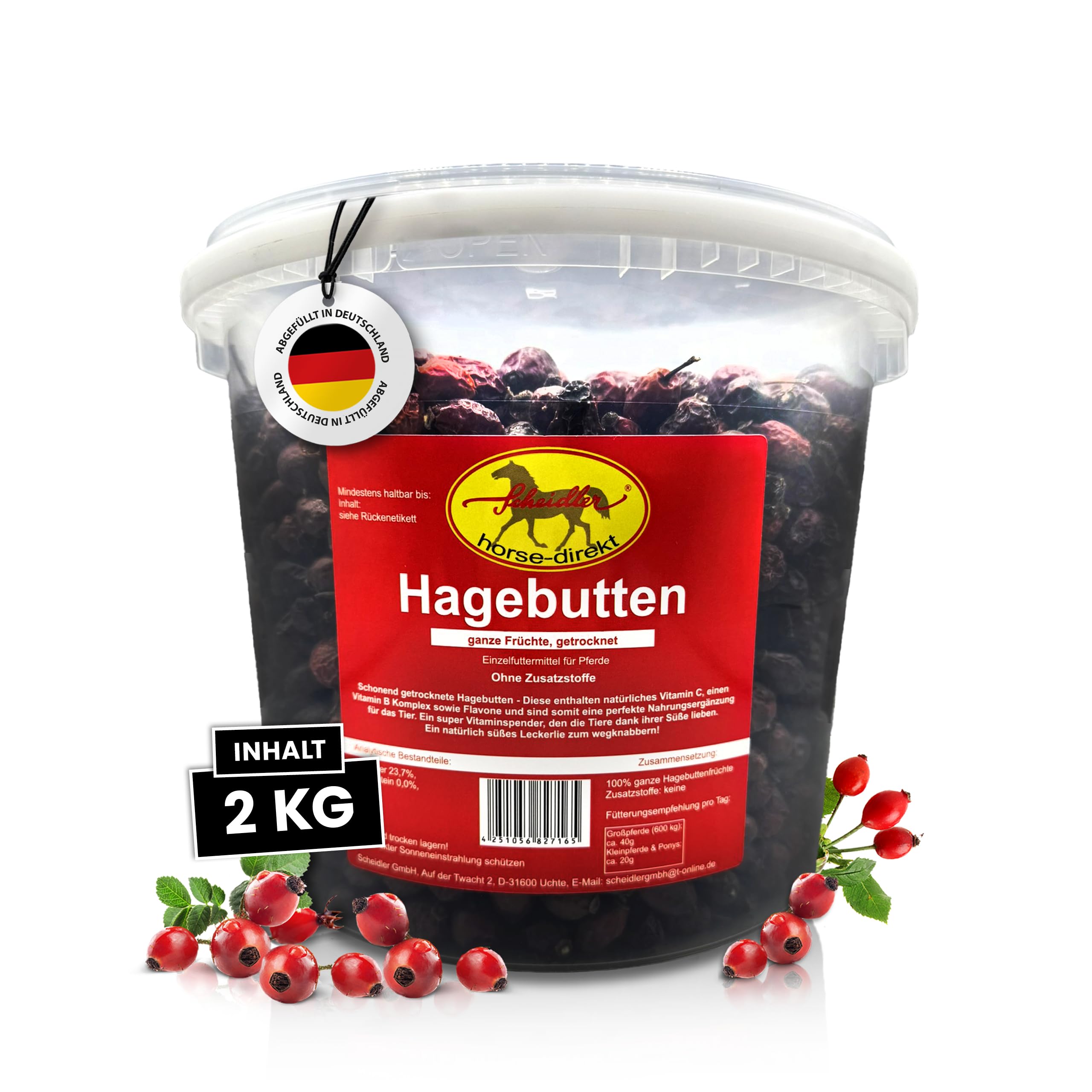 Scheidler horse-direkt Hagebutten getrocknet für Pferde 2kg – Ganze Hagebutte in Spitzenqualität – 100% Natürlicher Vitamin C Booster – Ideales Pferdeleckerli/Zusatzfutter ohne Zuckerzusatz 2 kg (1er Pack) Angebot bei HelloDeals