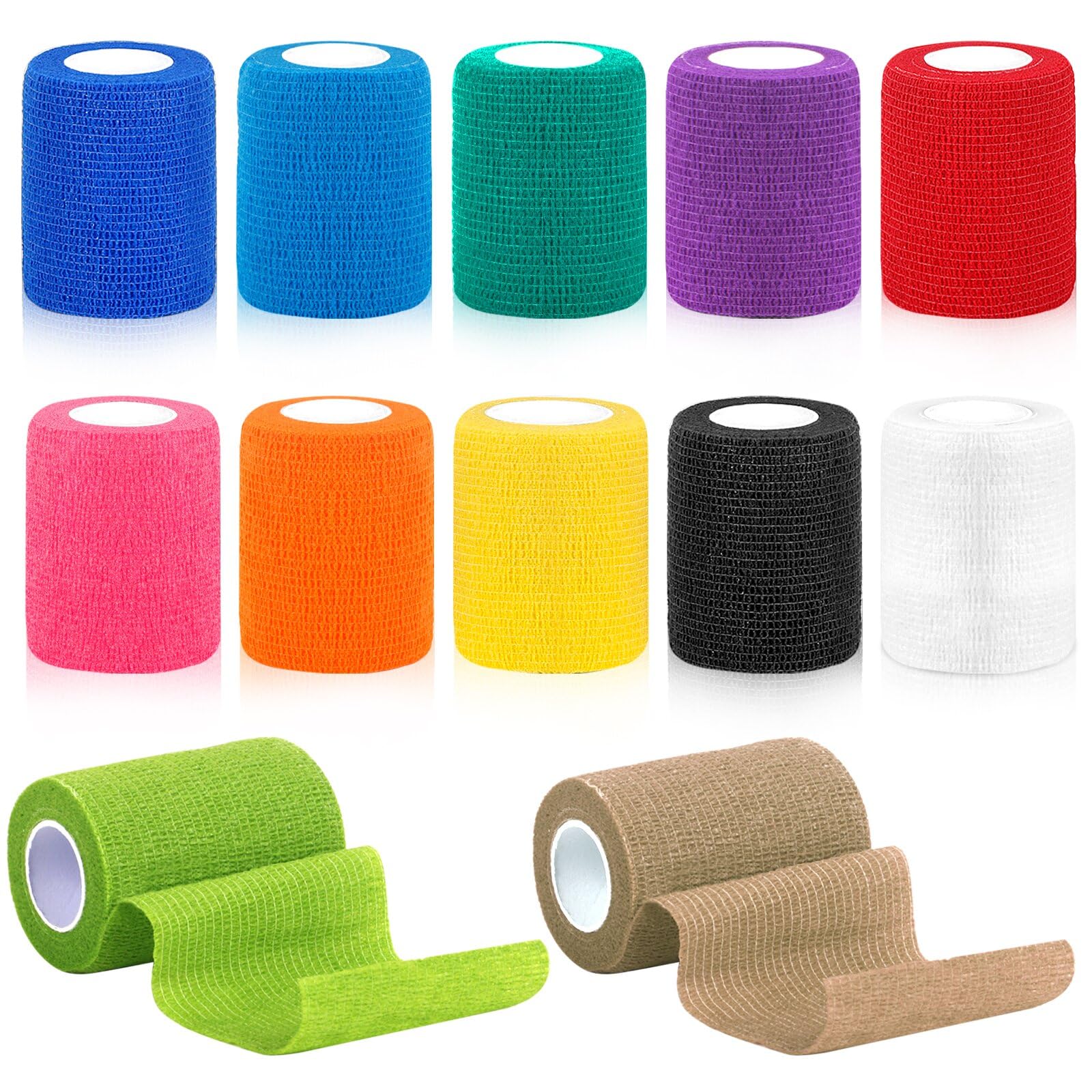 12 Rollen Selbstklebender Verband 7,5cm x 4,5m, YSWOVUO Haftbandage Selbstklebend, Vliesstoff Selbsthaftende Bandage, Elastischer Binden Verband für Stretch Sportler, Handgelenk, Knöchel, Pet 7.5cmx4.5m Angebot bei HelloDeals