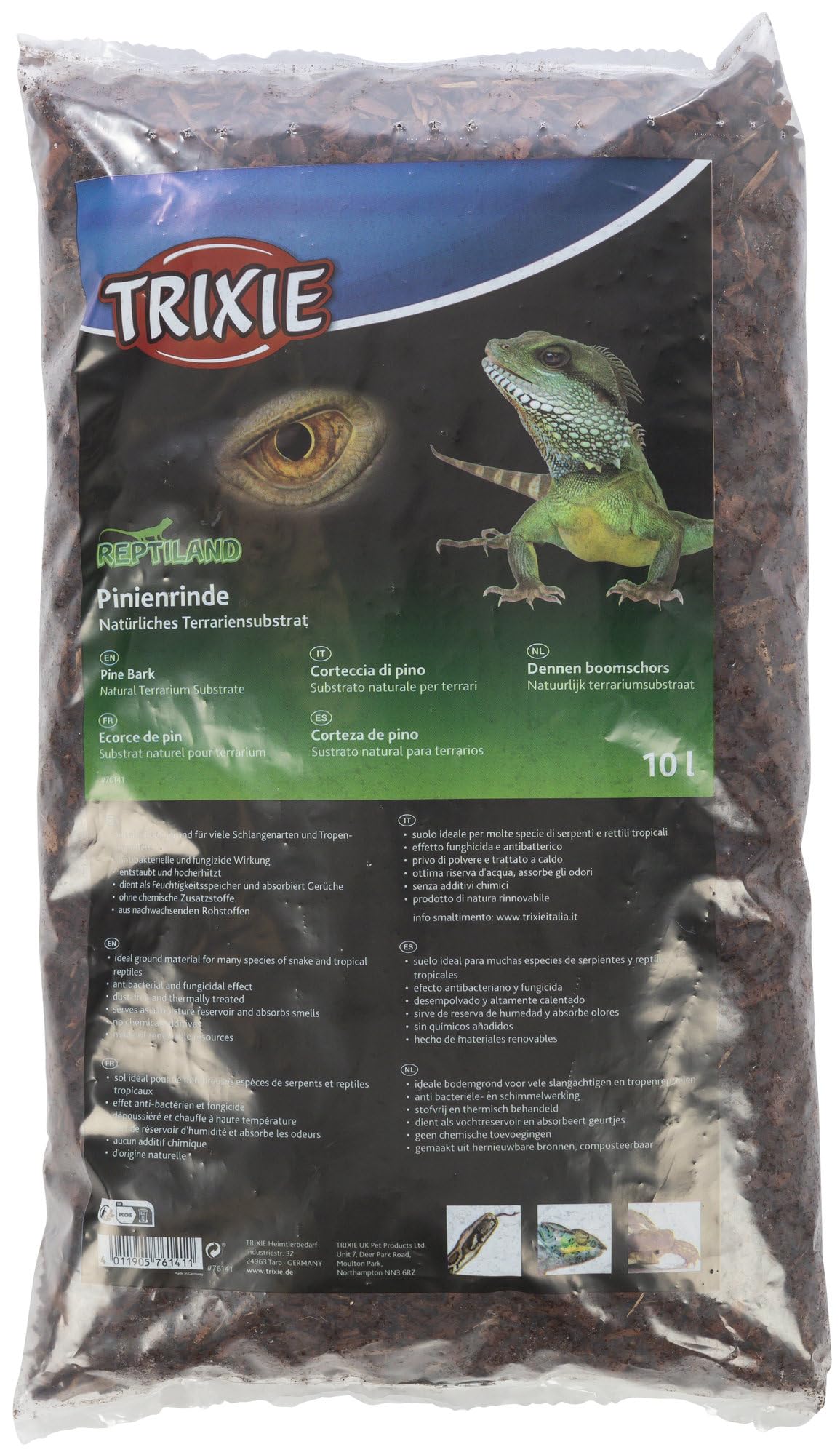 TRIXIE Pinienrinde Terrariensubstrat ideal für Schlangen und Tropenreptilien - 10 Liter - antibakteriell - entstaubt und hocherhitzt - Feuchtigkeitsspeicher - ohne chemische Zusatzstoffe - 76141 Braun 10 Liter Angebot bei HelloDeals